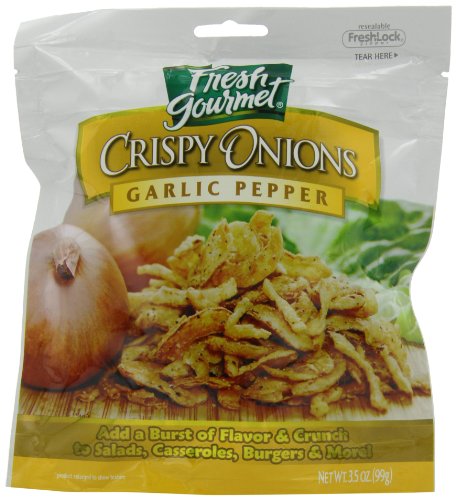 Fresh Gourmet Crispy Onions with Garlic & Pepper Seasoning - 3.5 oz (100g) - Perfect for Salads, Burgers, Soups & Asian Dishes