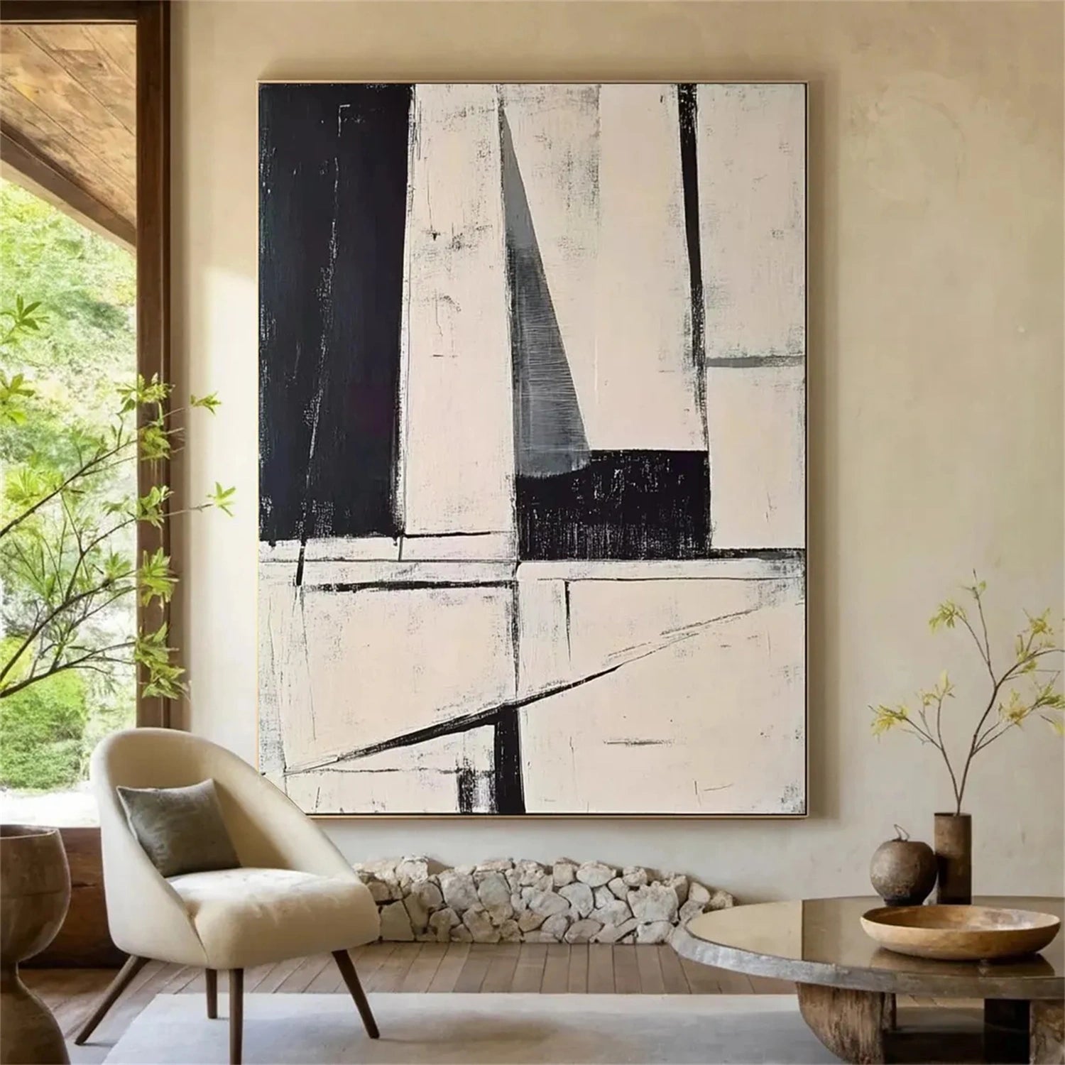 Abstract Tranquility Art Painting - Modern Canvas Wall Decor for Living Room, Bedroom & Office | #WS232 | Handmade Contemporary Artwork for Home & Office Decor