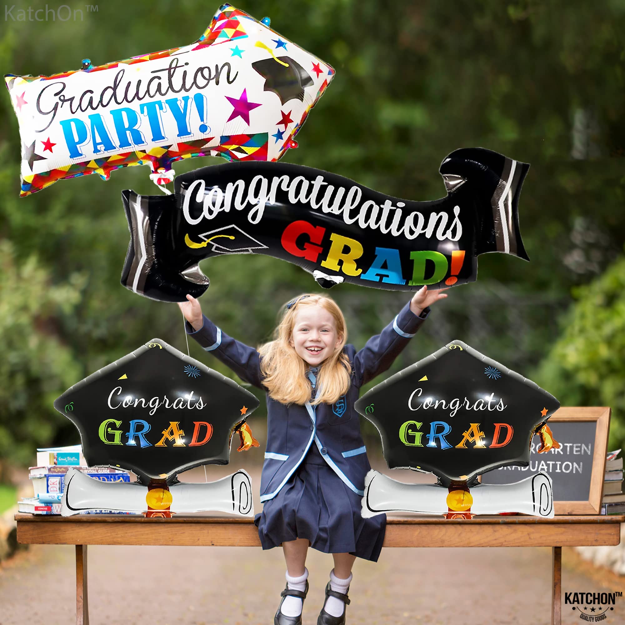 KatchOn 38 Inch Large Graduation Cap Balloon - Class of 2025 Graduation Decorations, Kindergarten Graduation Party Supplies | Perfect for School Graduation Ceremonies, Photo Backdrops & Celebration Decor