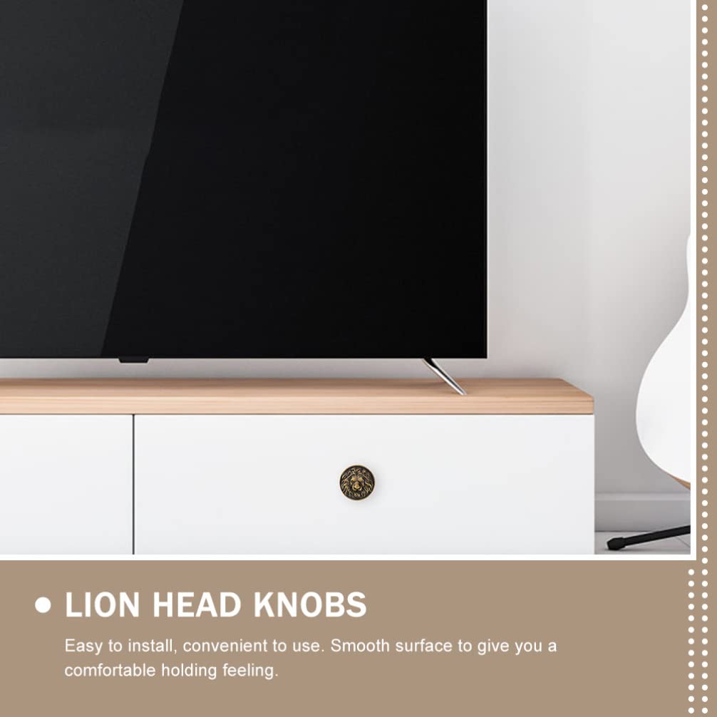 Lion Head Cabinet Knob - 2pcs Zinc Alloy Drawer Pulls for Kitchen & Bathroom
