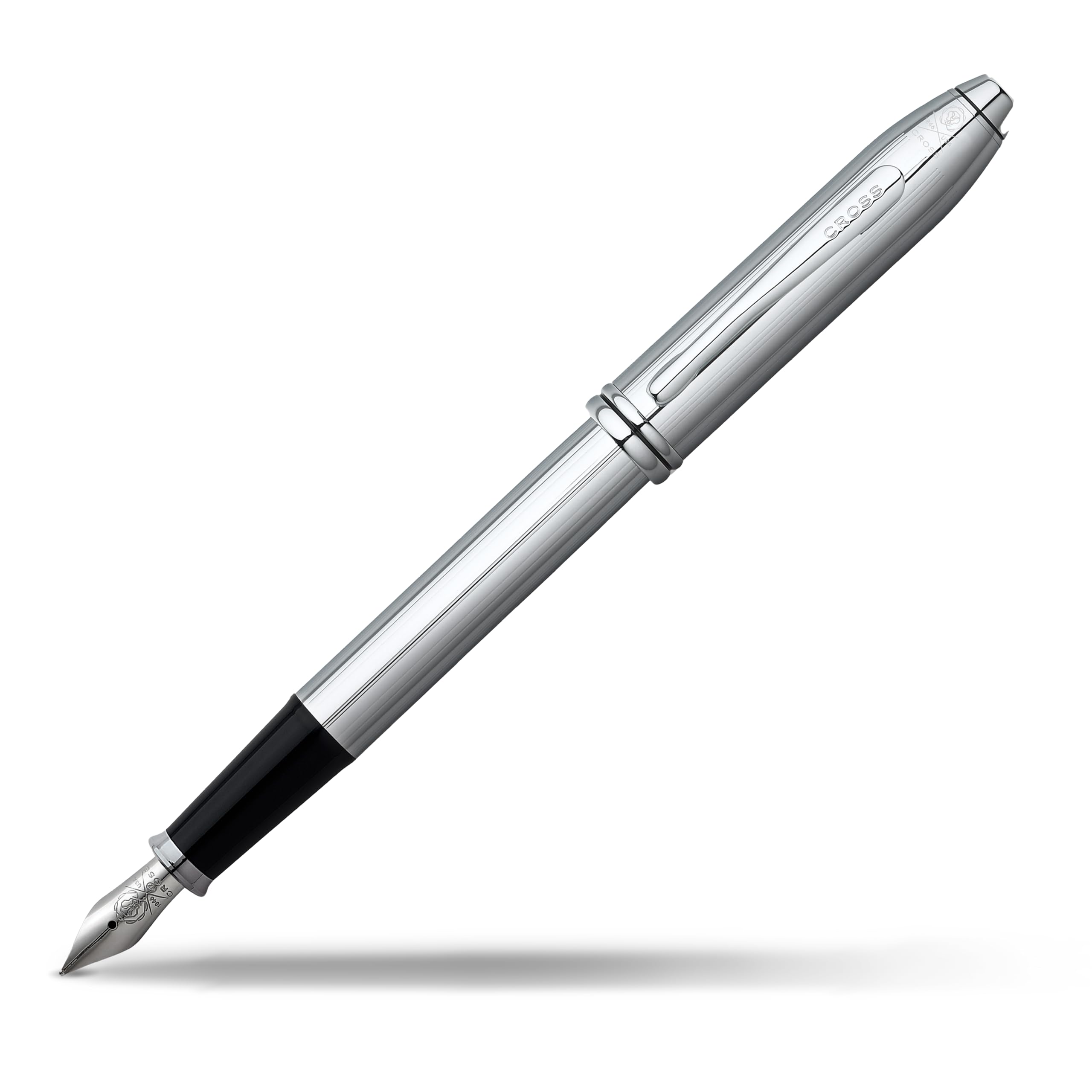 Cross Townsend Refillable Fountain Pen - Medium Nib Stainless Steel Luxury Gift Box (Lustrous Chrome) - Perfect for Business Signatures, Journaling & Elegant Gift Giving