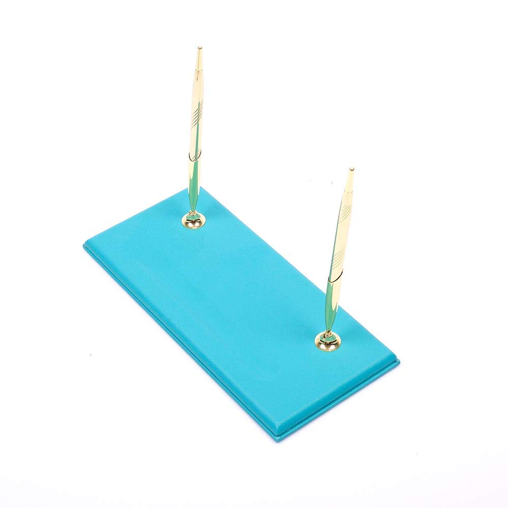 Premium Bonded Leather Desk Organizer Set - 10-Piece Office Document Tray & Desk Accessories for Home & Office (Turquoise) - Perfect for Organizing Files, Stationery & Office Supplies