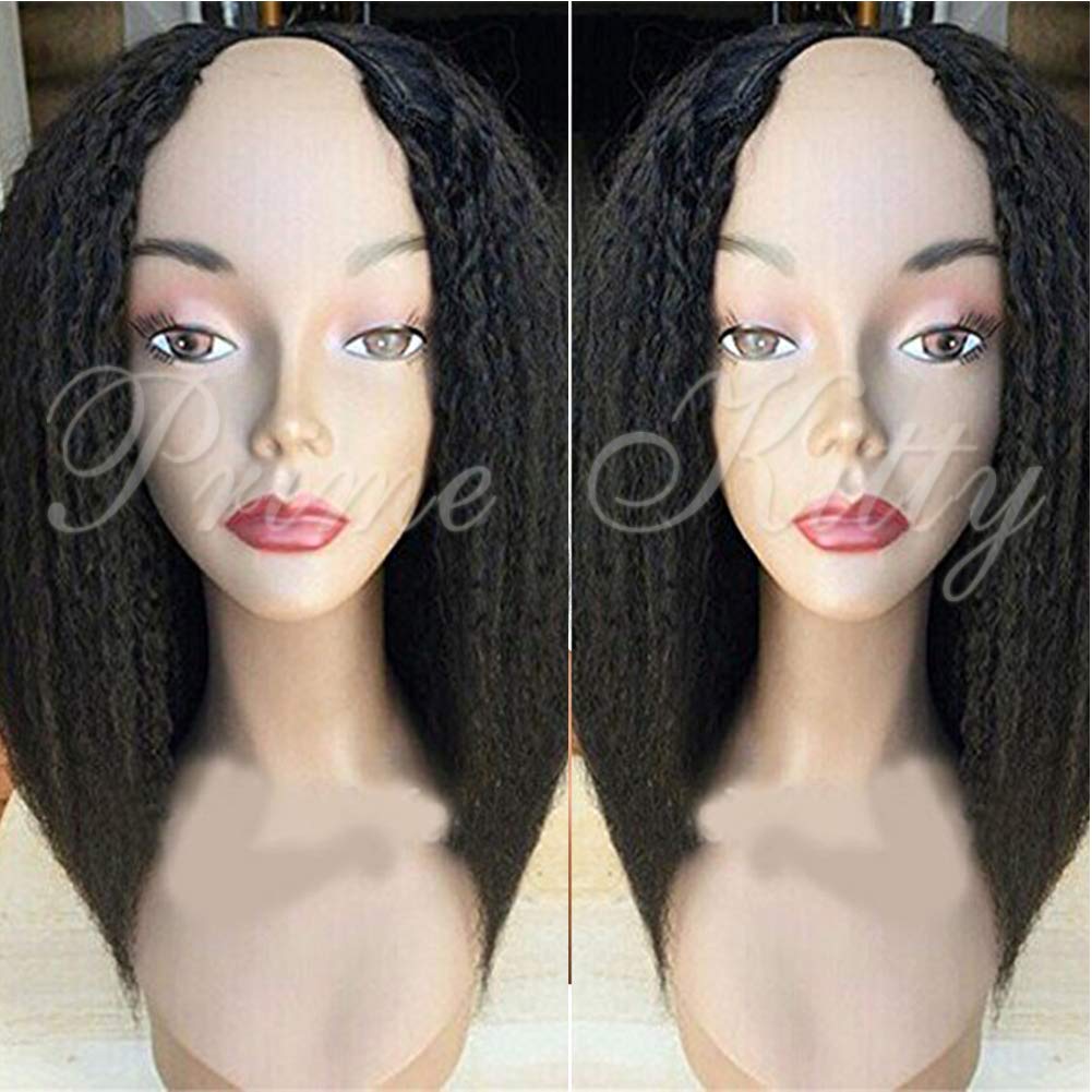 1X3 U Part Wig Human Hair Wigs for Black Women - Brazilian Virgin Hair Kinky Straight U Part Wigs (130% Density, 10
