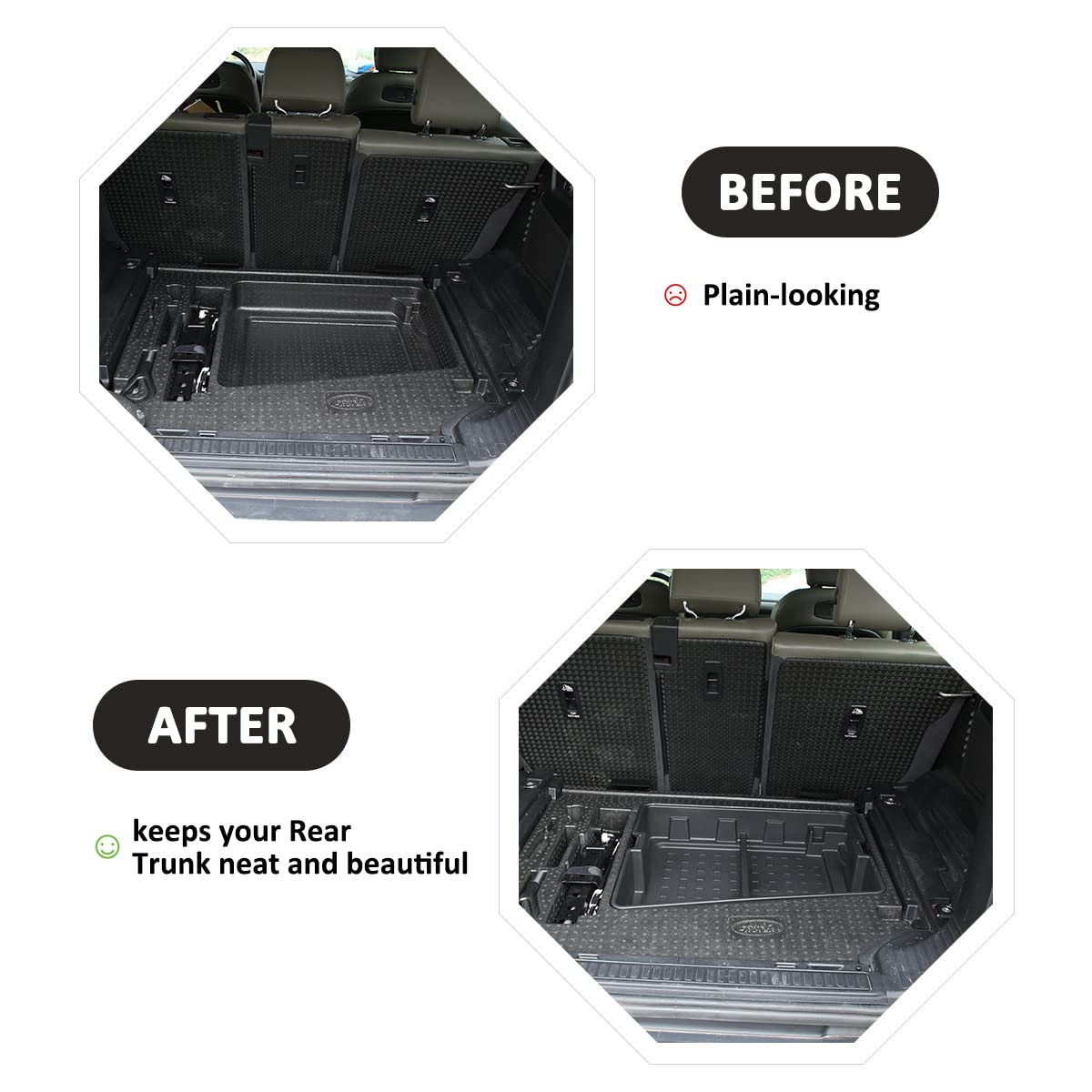 YIWANG ABS Black Car Central Storage Box & Phone Holder for Land Rover Defender 90/110 (2020-2022) | Rear Trunk Organizer Tray | Perfect for Road Trips & Off-Road Adventures
