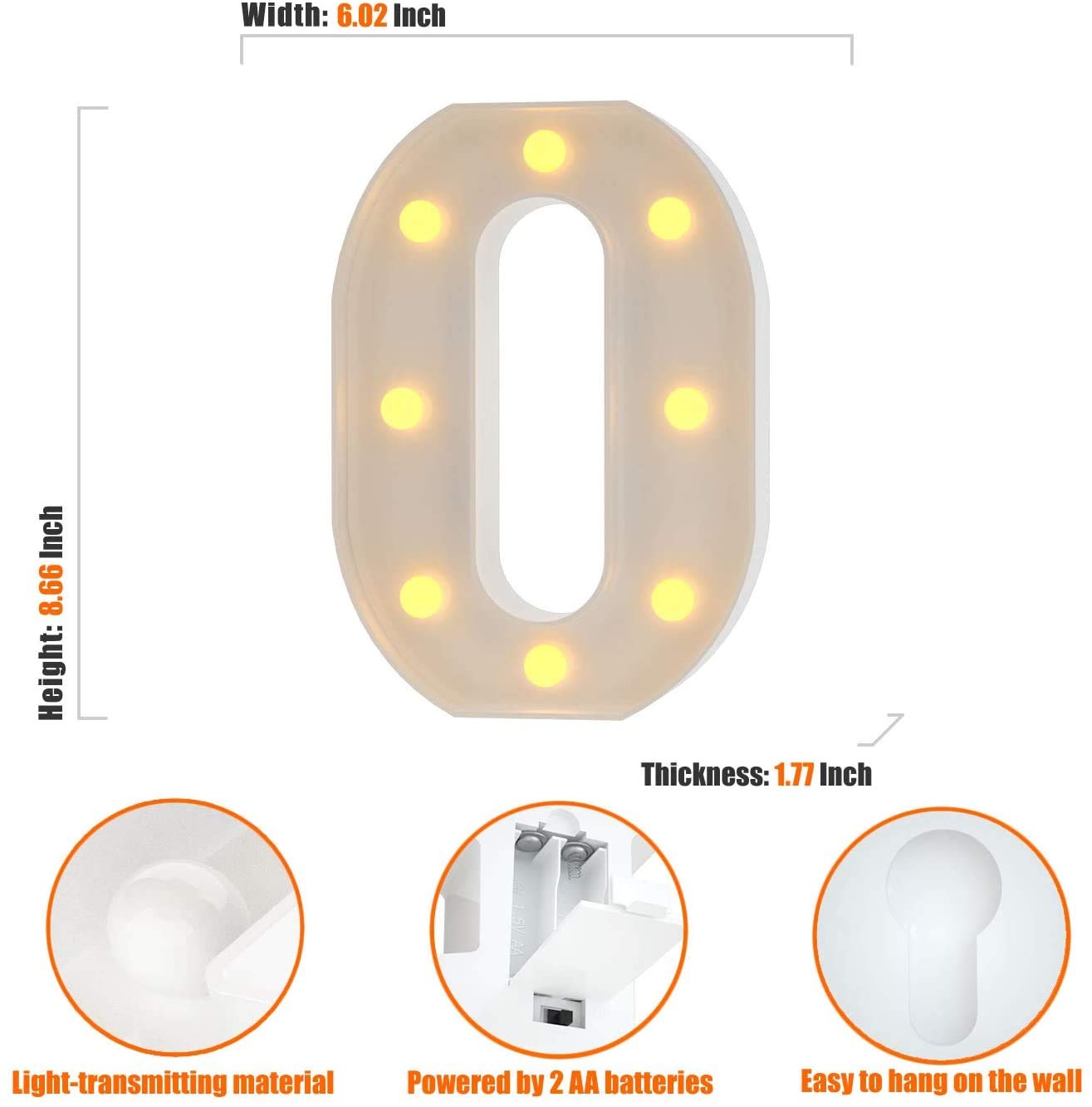 White LED Marquee Letter & Number Lights with Diamond Bulbs - 2AA Battery Powered Alphabet Light Up Signs for Wedding, Birthday, Christmas Decor - Perfect for Home, Bar, Party & Romantic Confession Scenes