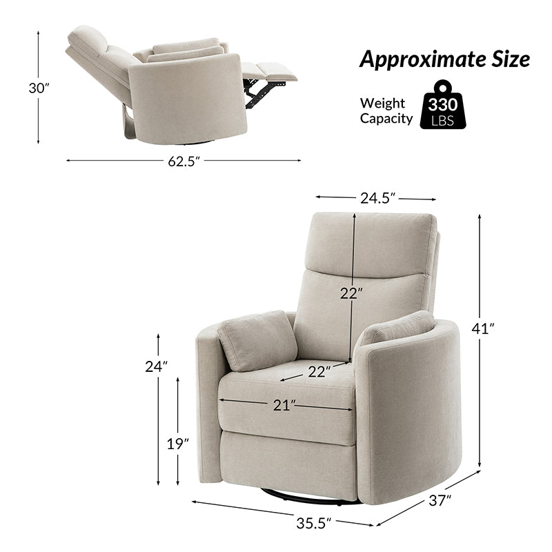 Monica Swivel Rocker Power Recliner Chair with Adjustable Headrest & Lumbar Support - Optional Removable Pillows - Perfect for Living Room, Home Theater & Relaxation