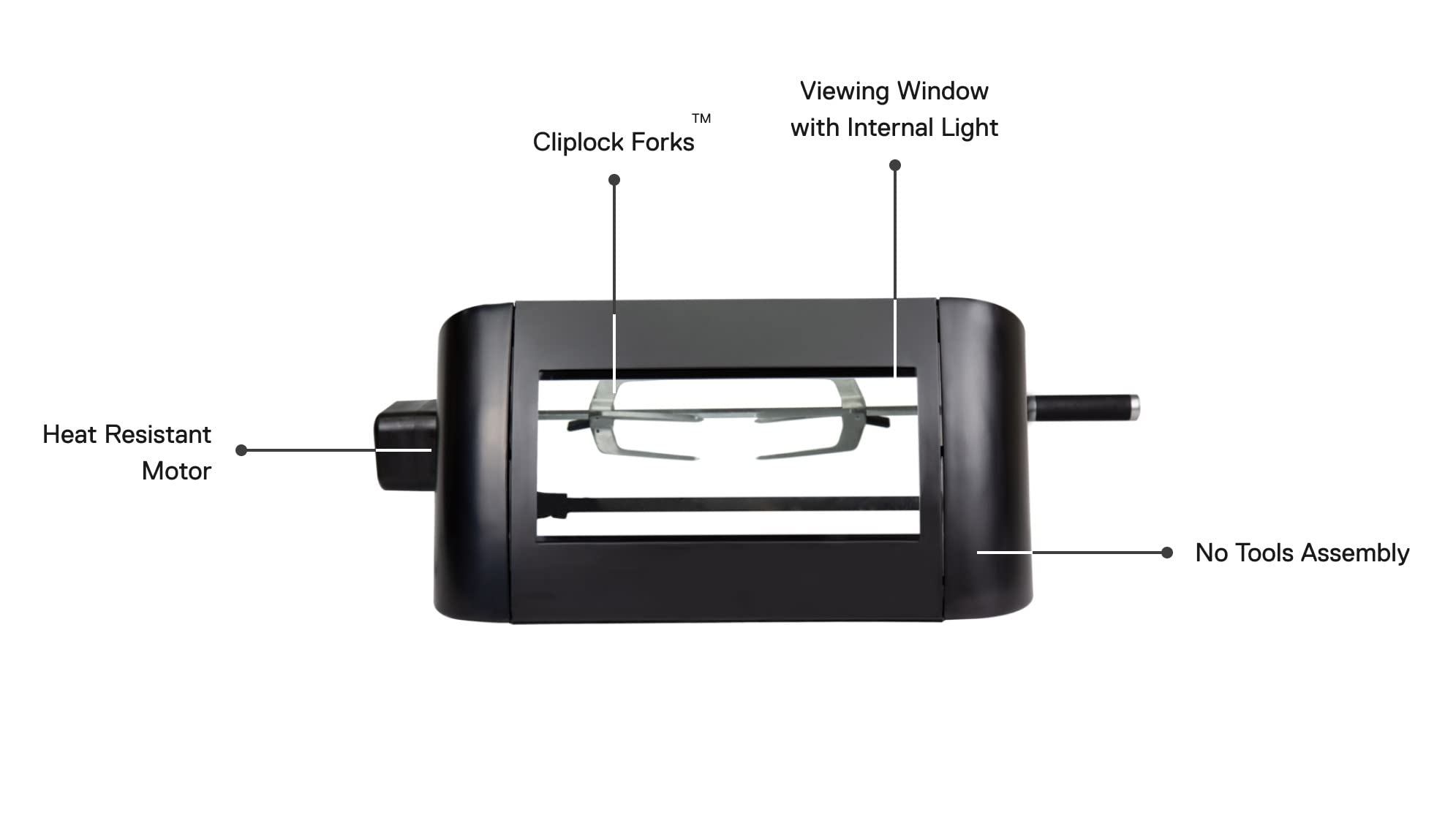 Everdure Rotisserie Kit with Internal Viewing Light - Compatible with Gas Grills | Rotating Spit with Large Glass Window & Collapsible Design | Perfect for Backyard BBQs, Camping & Outdoor Cooking