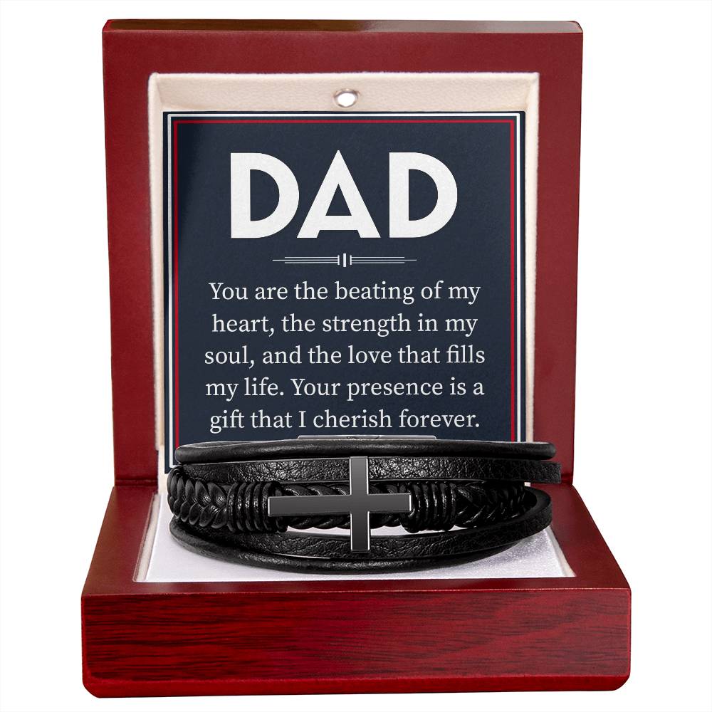 Stylish Leather Cross Bracelet for Dad - Perfect Father's Day, Birthday & Christmas Gifts - Ideal for Daily Wear & Special Occasions