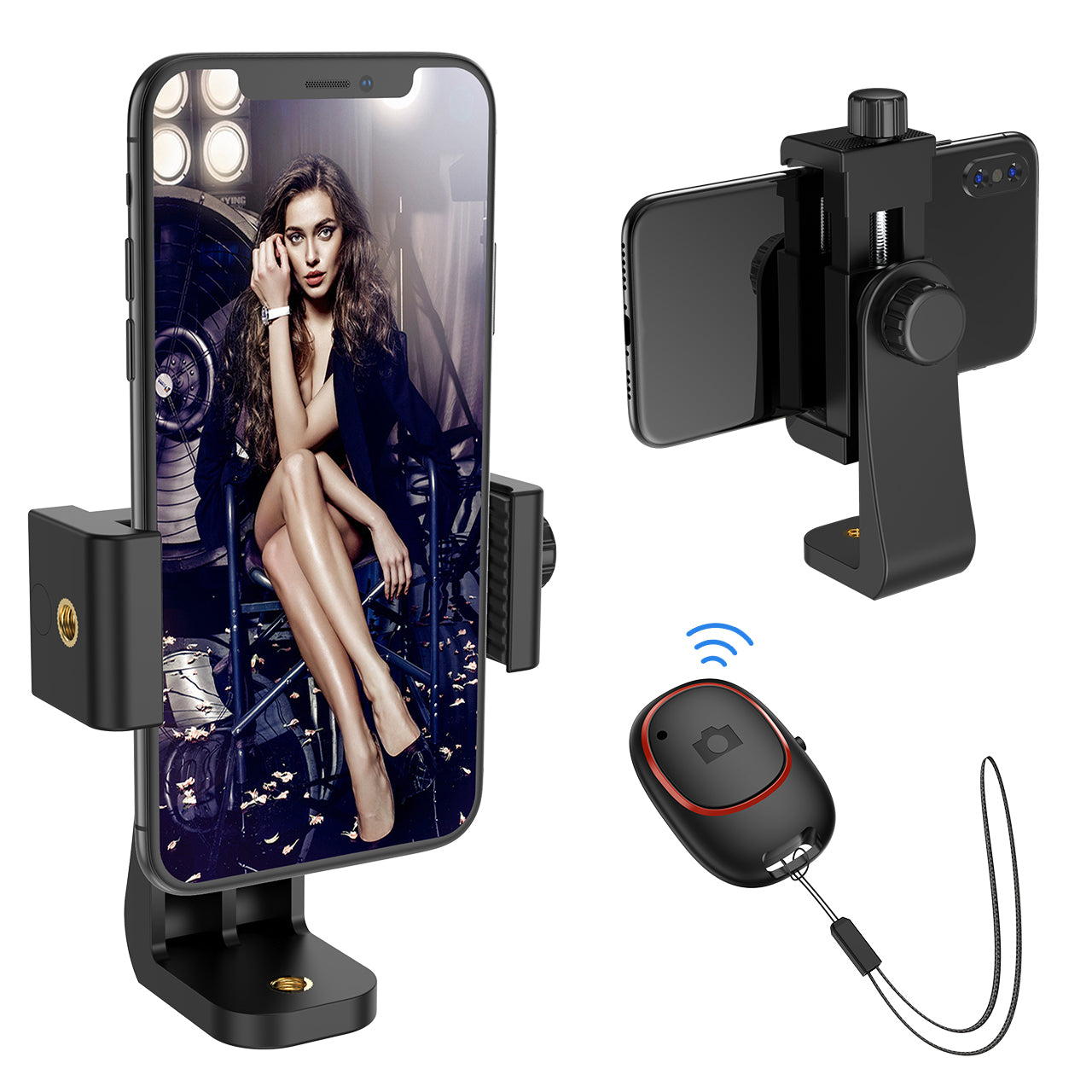 MPOW PA204A Universal Smartphone Tripod Adapter with Bluetooth Remote - Compatible with iPhone, Android, DSLR Cameras - Perfect for Vlogging, Live Streaming & Photography
