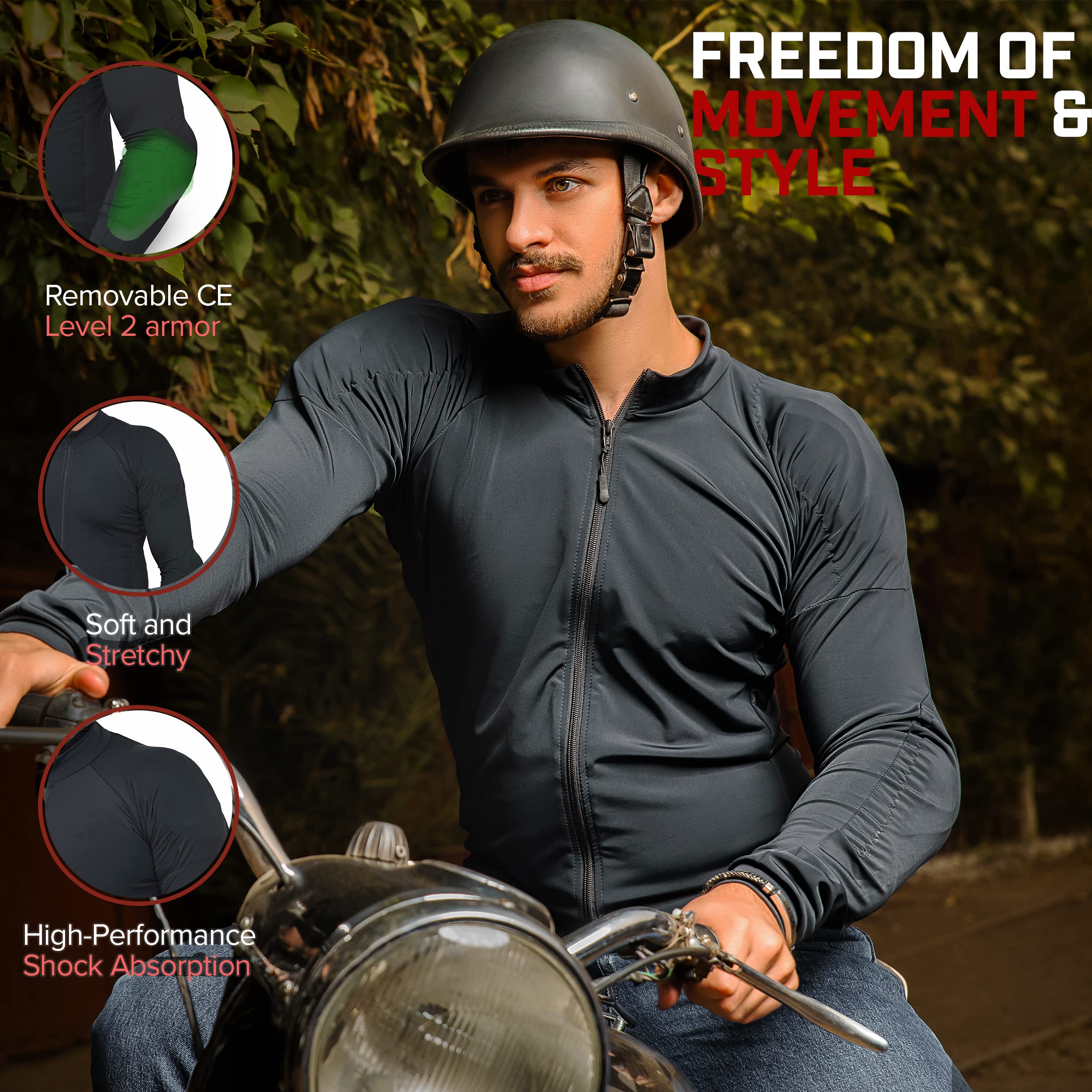 CE Certified Unisex Motorcycle Armored Shirt - Summer Riding Protection with Removable Pads for Adventure & Commuting