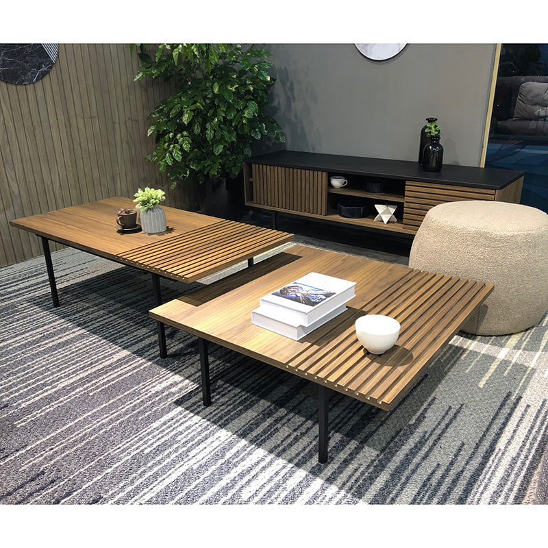 TOZZI 32-Inch Square Coffee Table - Walnut & Black Finish - Modern Living Room Center Table for Home Decor & Small Space Furniture