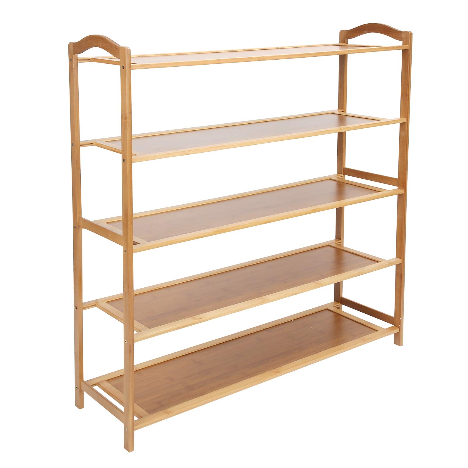 Fybida 5-Tier Bamboo Shoe Rack - Sturdy & Non-Toxic Shoe Organizer for Entryway, Closet, or Garage - Perfect for Storing Shoes, Books, Trophies & Home Decor