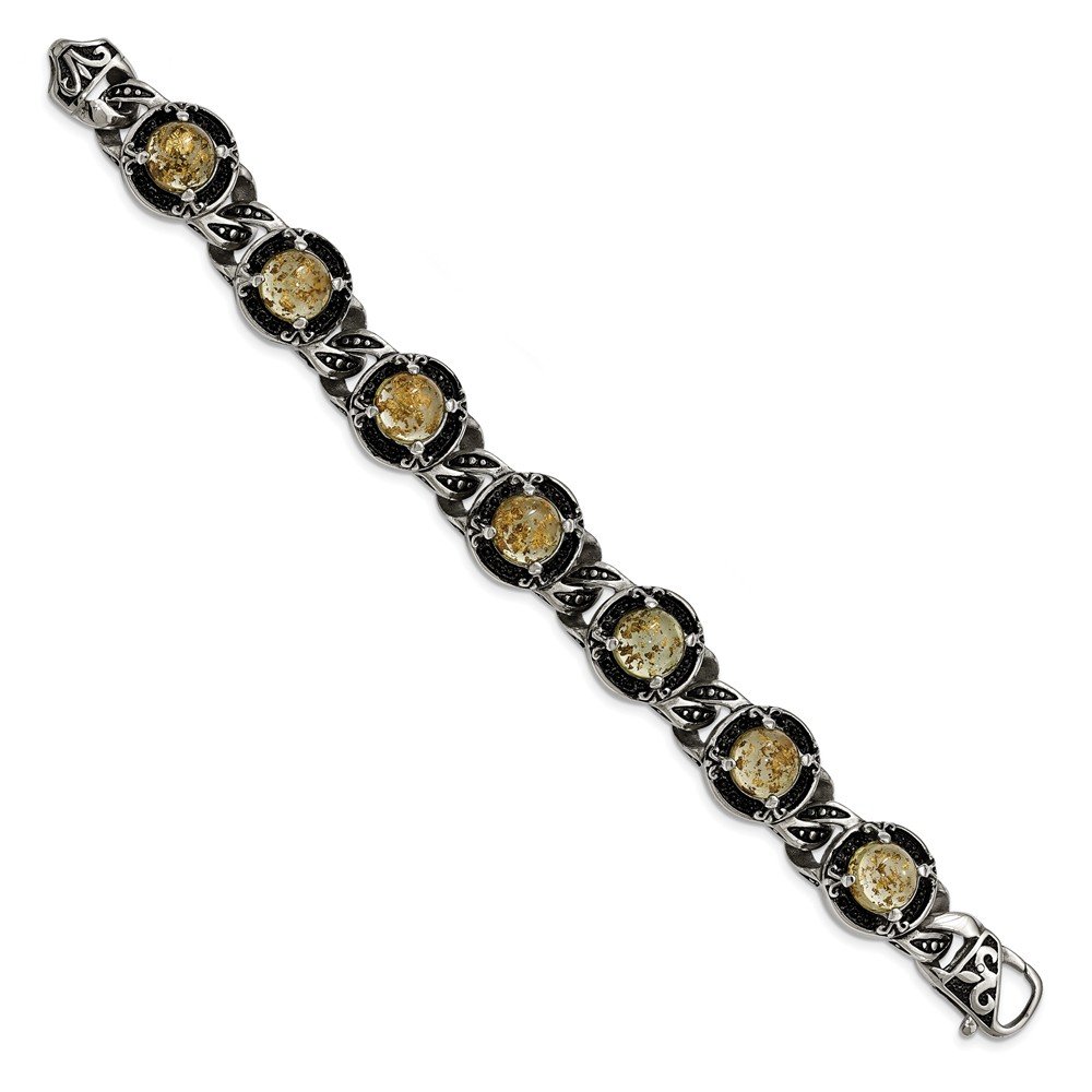 Antique Style Stainless Steel Epoxy Resin Anklet Bracelet with Gold Tone & Secure Lobster Clasp - Elegant Jewelry for Women, Perfect for Beach Vacations, Date Nights & Special Occasions