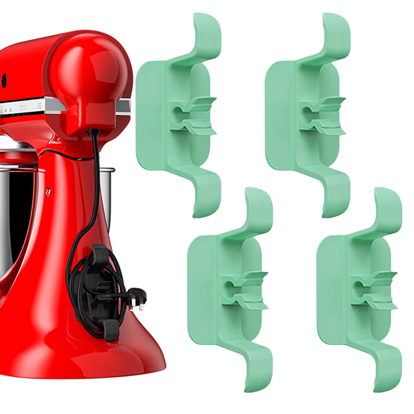 4Pcs Cord Holder for Kitchen Appliances - Shark Cord Organizer with Plug Holder for Blenders, Coffee Makers, Air Fryers | Small Home Appliance Cable Management Solution (Cyan) - Perfect for Countertop Organization & Tangle-Free Storage