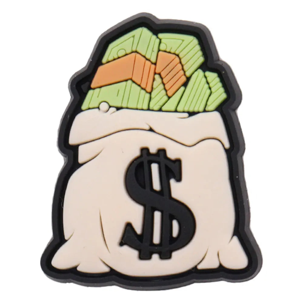 New 1pc Money Themed PVC Shoe Charms - Financial Freedom Decor for Slippers, Clogs & DIY Wristbands - Perfect for Crafting, Shoe Decoration & Festival Accessories