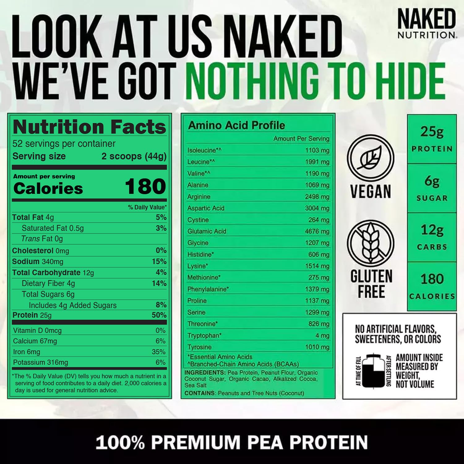 Naked Pea Organic Chocolate Peanut Butter Protein Powder - Non-GMO, Soy-Free & Gluten Free - 52 Servings for Muscle Growth & Recovery | Made with US & Canadian Farm Ingredients, Organic Cocoa & Coconut Sugar | Perfect for Post-Workout Shakes, Smoothies & Healthy Snacks