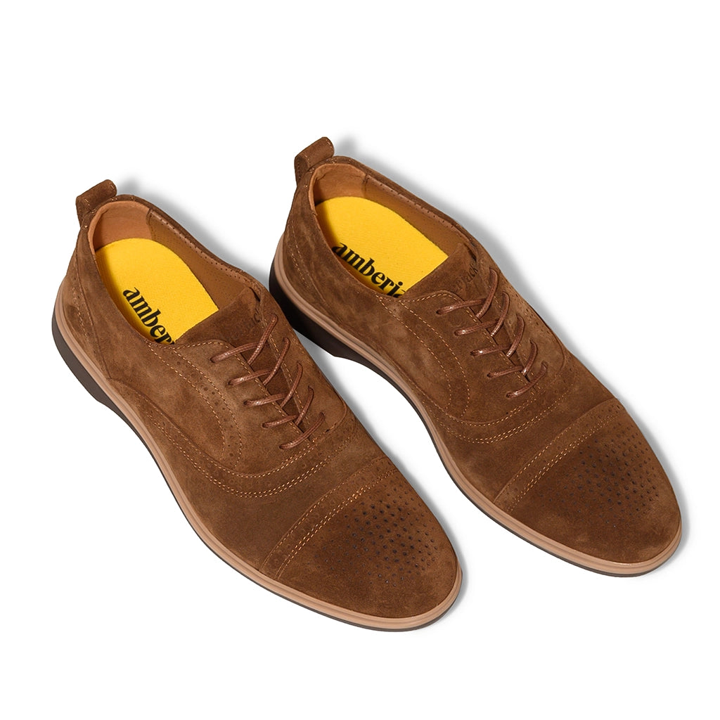 Premium Cap Toe Grizzly Leather Dress Shoes for Men - Classic Oxford Style for Business, Formal & Wedding Occasions