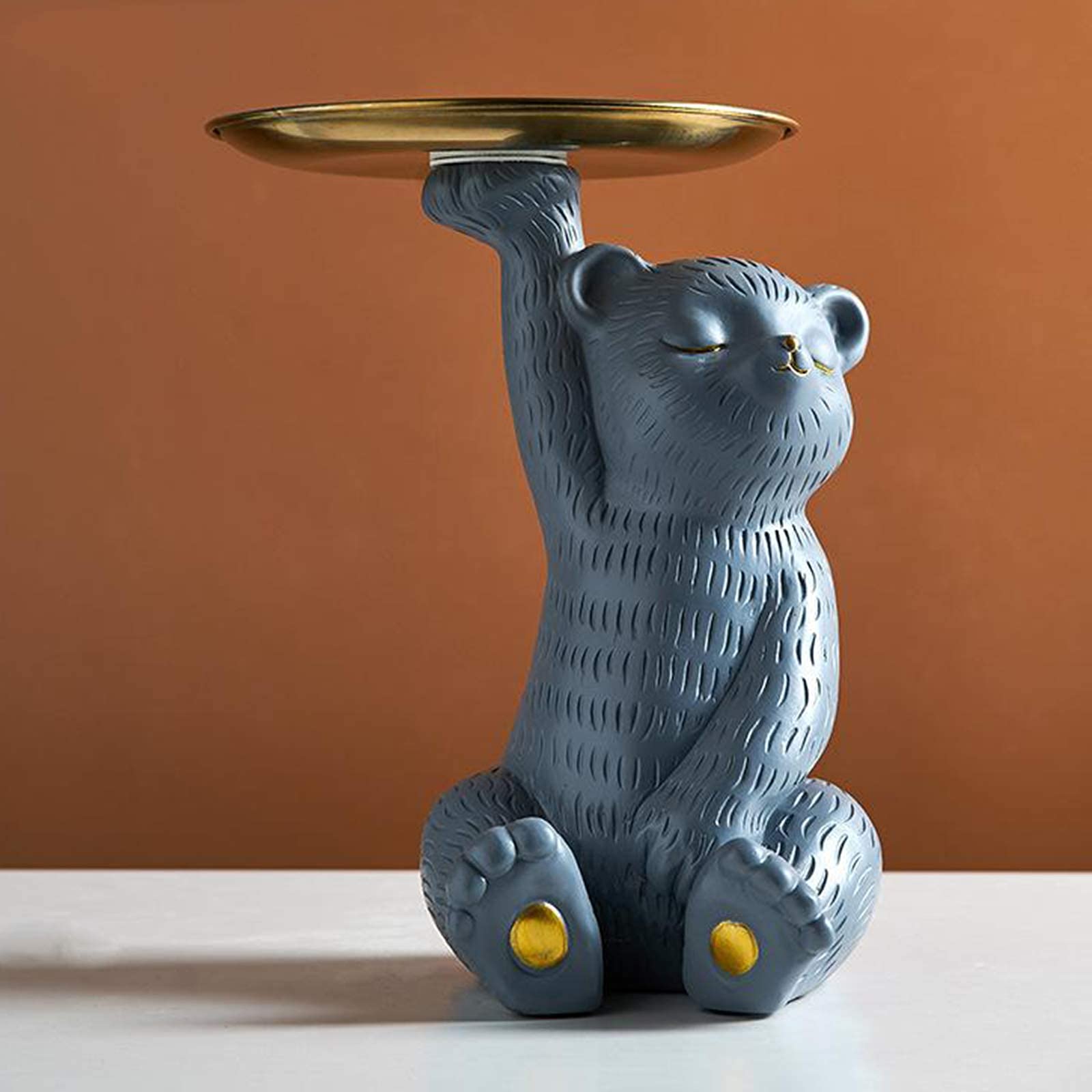 Bear Statue Storage Tray - Nordic Animal Sculpture Home Decor for Living Room | Snack Holder & Table Decoration | Perfect for Cozy Home Decor, Gift Giving, and Organizing Small Items