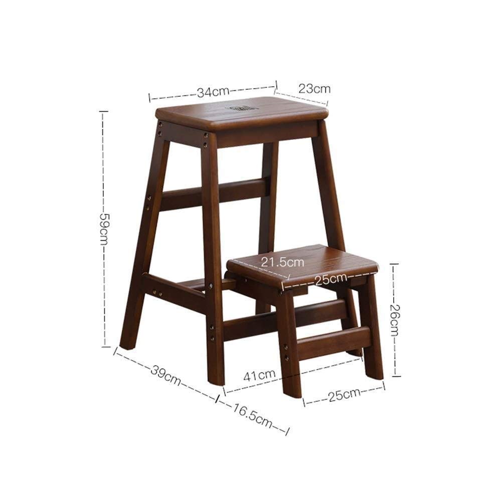 NEVKA 2-Tier Solid Wood Folding Stool - Multifunctional High Bench for Home, Shoe Storage & Step Ladder - Perfect for Living Room, Bedroom & Entryway Organization