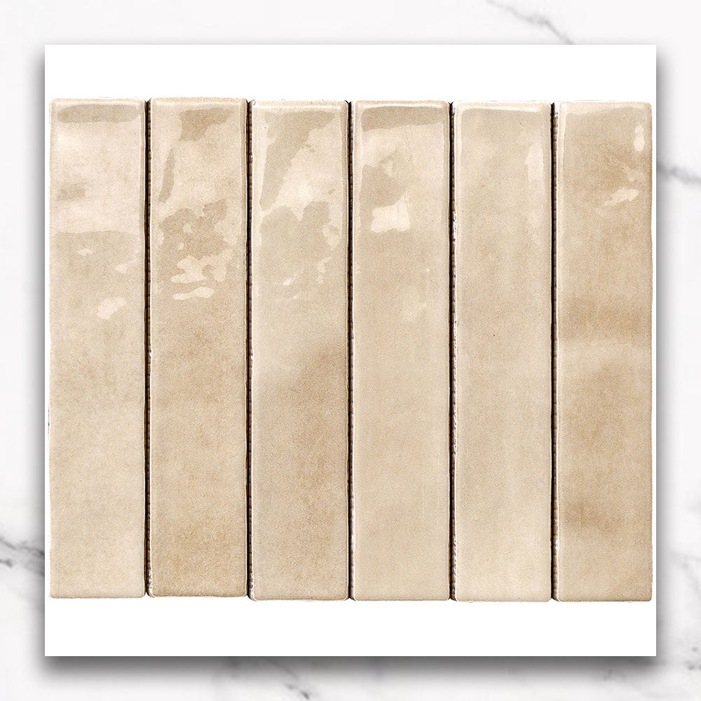 Premium Marrakesh Beige 250x50 Zellige Gloss Subway Tile - Moroccan-Inspired Ceramic Wall & Backsplash Tile for Kitchen, Bathroom & Shower Decor