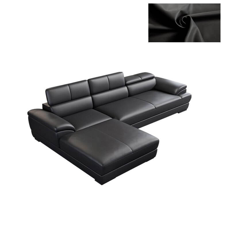 Mid Century Modern Leather Sectional Sofa with Cushion Back & Pillow Top Arms - Perfect for Living Room, Lounge & Home Theater