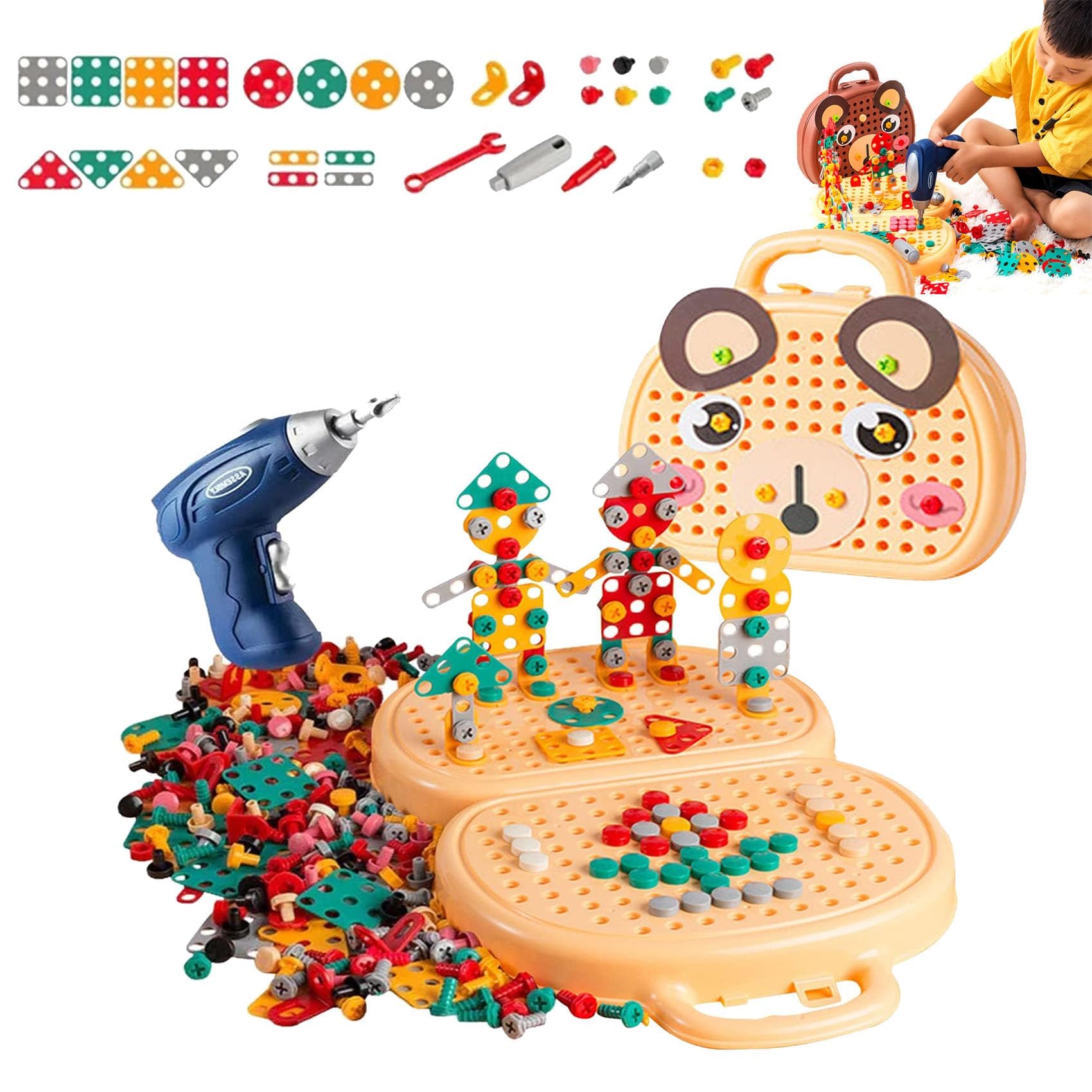 Montessori Magic Play Toolbox - Kids Wooden Drill & Creativity Set for Early Learning | STEM Educational Toys for Toddlers | Perfect for DIY Projects, Pretend Play & Home Schooling Activities