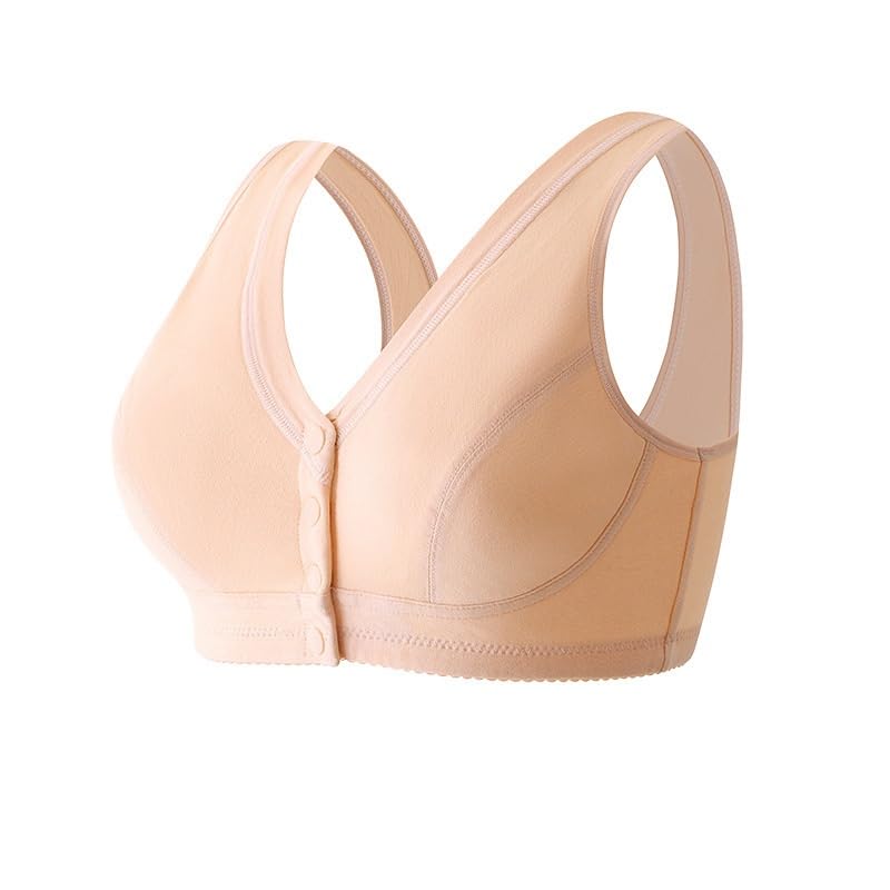 3 Pack Medium Wireless Cotton Bras for Elderly Women - Soft Cup, Front Closure, No Pads - Comfortable Everyday Wear for Seniors at Home & Nursing Care