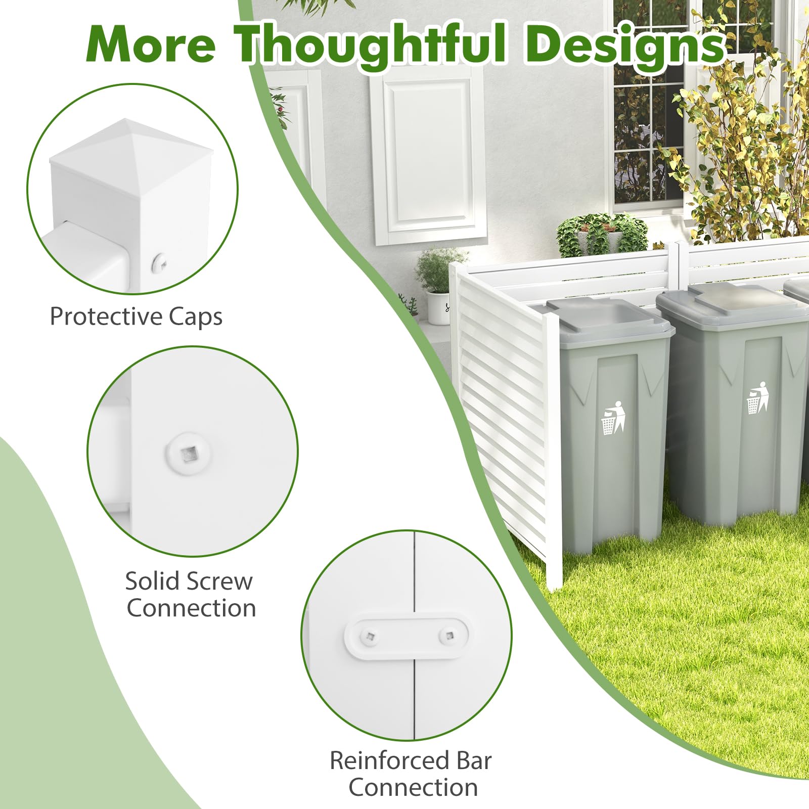 Happygrill 2-Panel PVC Air Conditioner Fence - 45