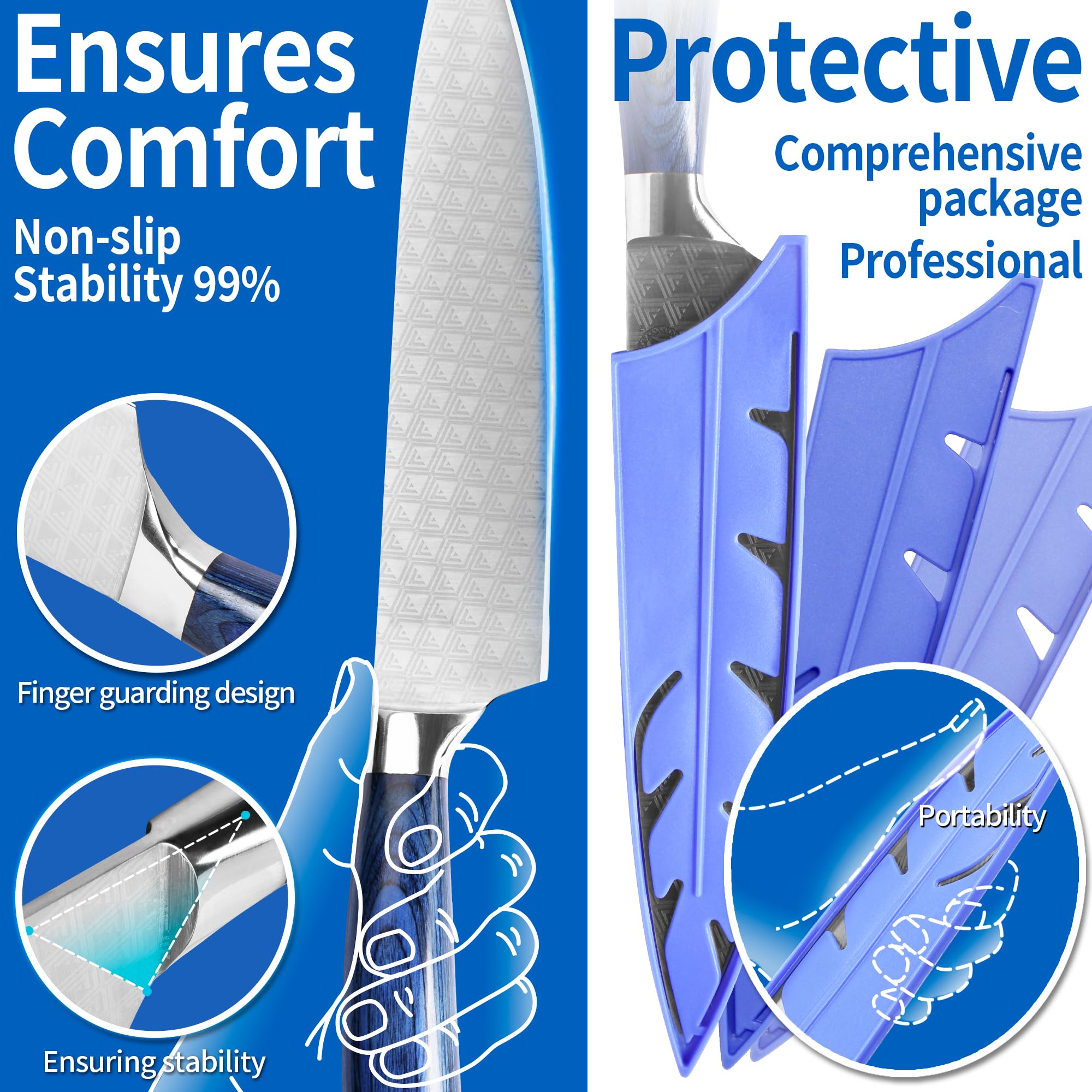 XYJ Professional 8-Piece Kitchen Knife Set with Vein Pattern - 8