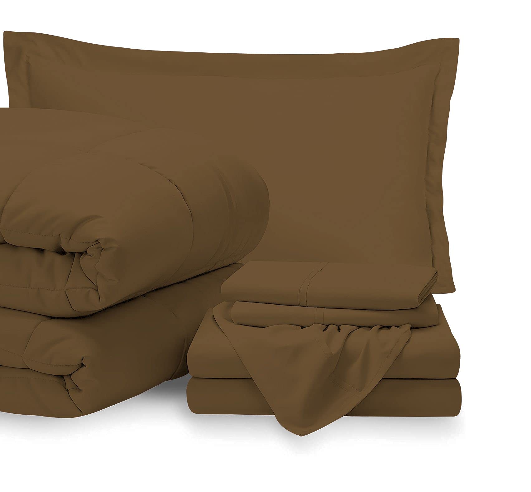 Luxury 7-Piece Queen Size Bed-in-a-Bag Set - 100% Egyptian Cotton Comforter & Sheets with 15