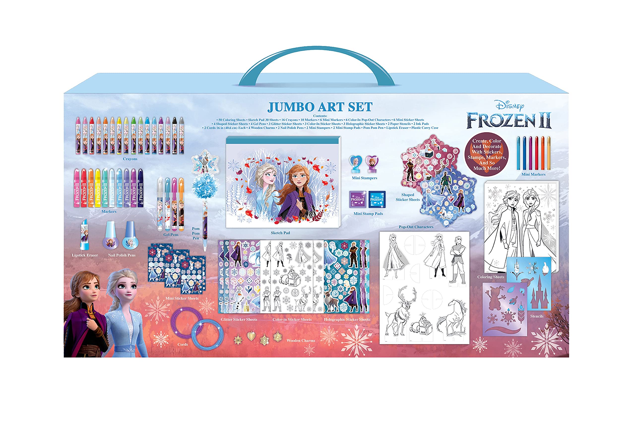 Disney Frozen Jumbo Art Set - 500 Pieces for Kids, Drawing & Coloring Supplies, Creative Gift for Girls & Boys - Perfect for Birthday, Christmas, School & Home Art Projects