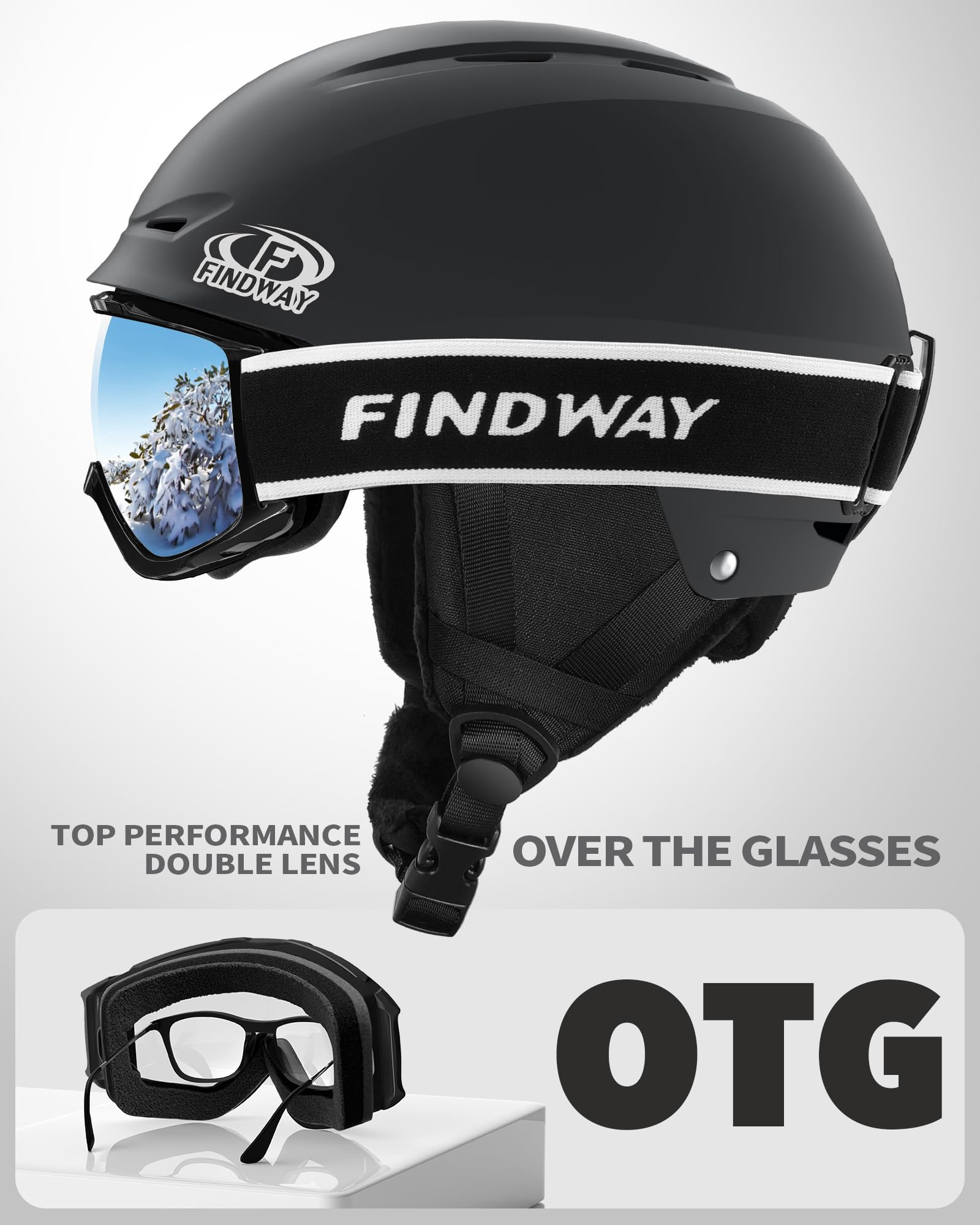Findway Ski Helmet Set for Adults - Shockproof Snowboard Helmet with Goggles | Durable ABS Shell & EPS Foam Liner | Men Women Youth Snow Sports Safety Gear | Perfect for Skiing, Snowboarding & Winter Outdoor Adventures