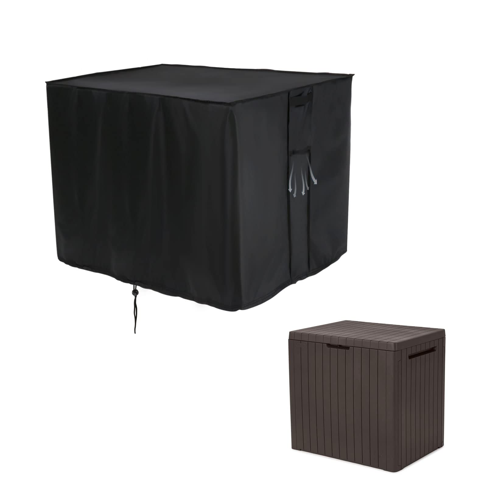 Fenghome Waterproof Deck Box Cover for Keter City 30 Gallon Resin Deck Box - 23 x 18 x 22 Inch Outdoor Patio Storage Box Cover | Protects Outdoor Cushions, Garden Tools & Pool Accessories from Rain & Sun Damage