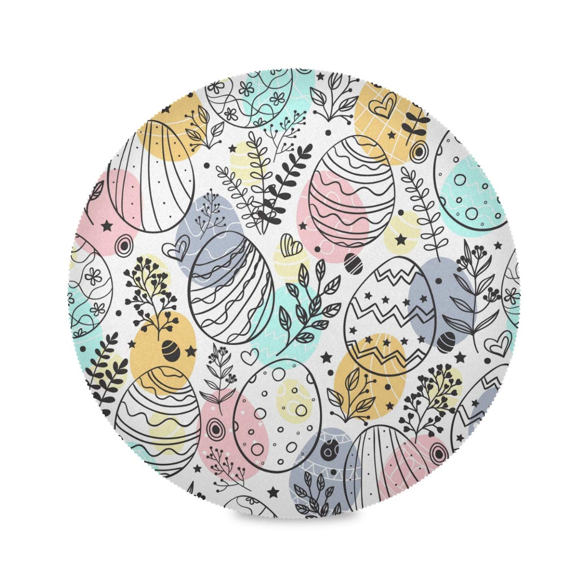 Qilmy Easter Round Placemats Set of 4 - Waterproof, Non-Slip, Stain Resistant, Washable Polyester Table Mats for Kitchen, Dining & Coffee Tables - Perfect for Easter Decor, Holiday Gatherings & Everyday Use