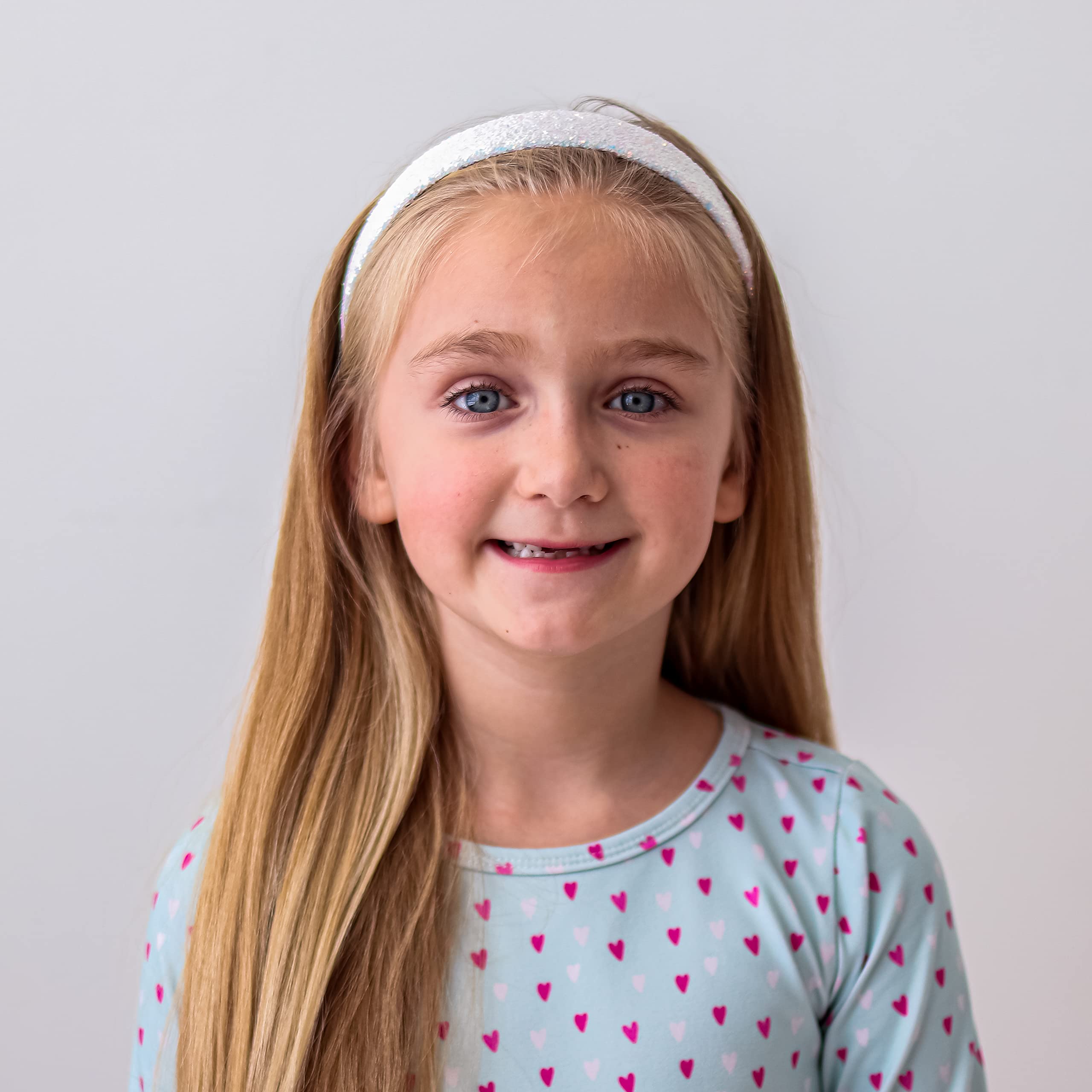 Sparkly Glitter Headbands for Girls - No Shed Wide Hair Accessories for Toddlers & Kids | Cute Alice Style Hair Bands for Easter, Birthday Parties & Special Occasions | FROG SAC White Headbands for Little Girls