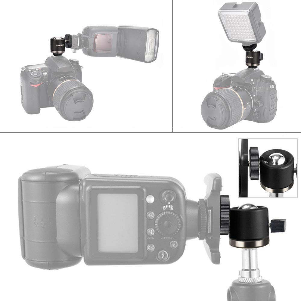 UTEBIT Mini Ball Head Tripod Mount - 360° Rotatable Aluminum Ballhead with 1/4