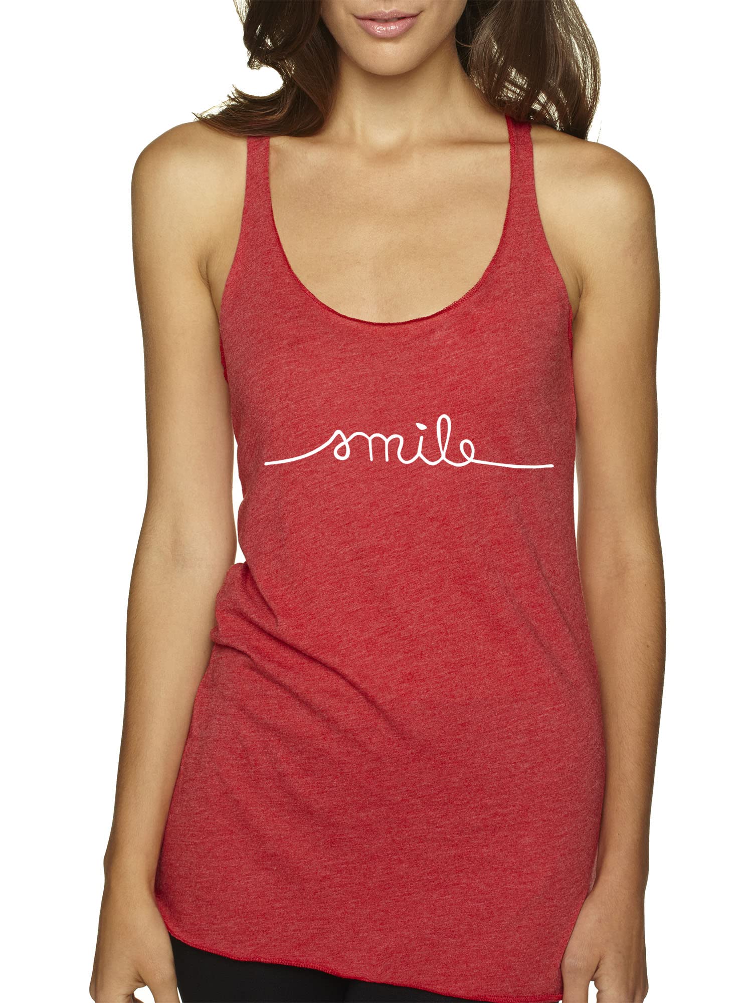 Women's Cute Funny Smile Cursive Tank Top - Soft Summer Casual Sleeveless Shirt for Beach, Gym & Everyday Wear