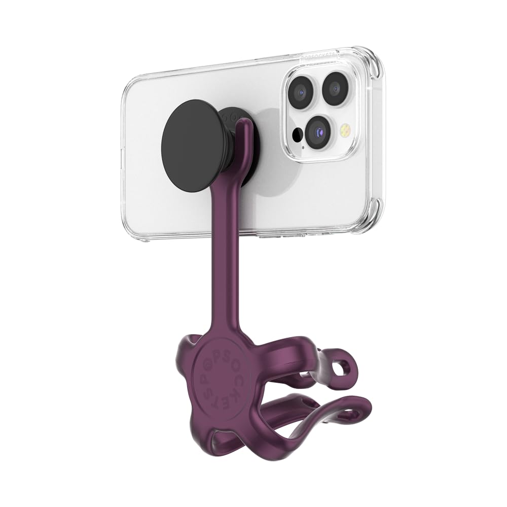 PopSockets Flexible Phone Mount & Stand - Universal Phone Tripod Mount for iPhone, Android, Tablets - Metallic Red Wine | Perfect for Video Calls, Streaming & Hands-Free Viewing