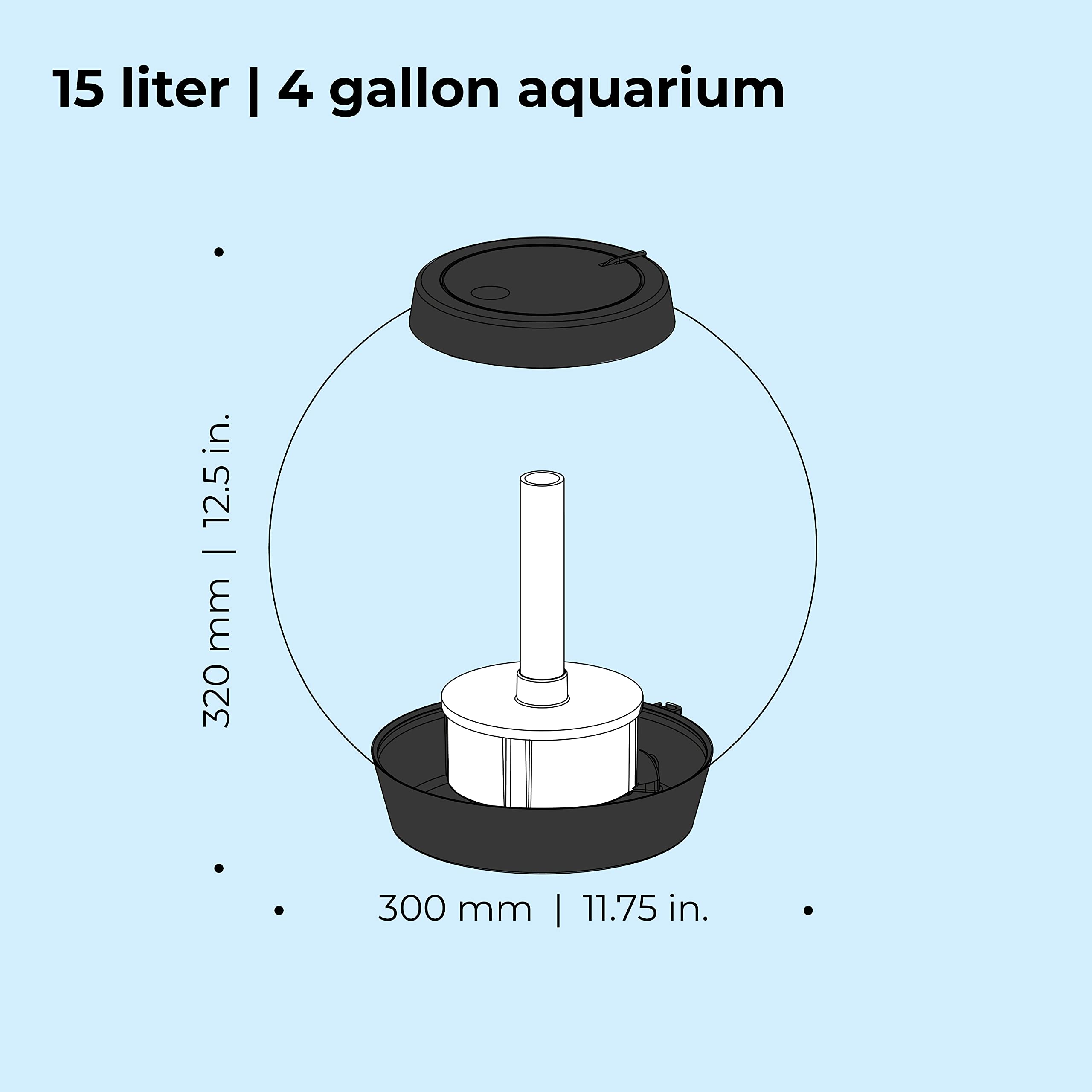 biOrb Classic 15 Acrylic 4-Gallon Aquarium with Remote-Controlled LED Lights - Modern Compact Fish Tank for Tabletop or Desktop Display - Perfect for Home, Office Decor & Relaxation - Black