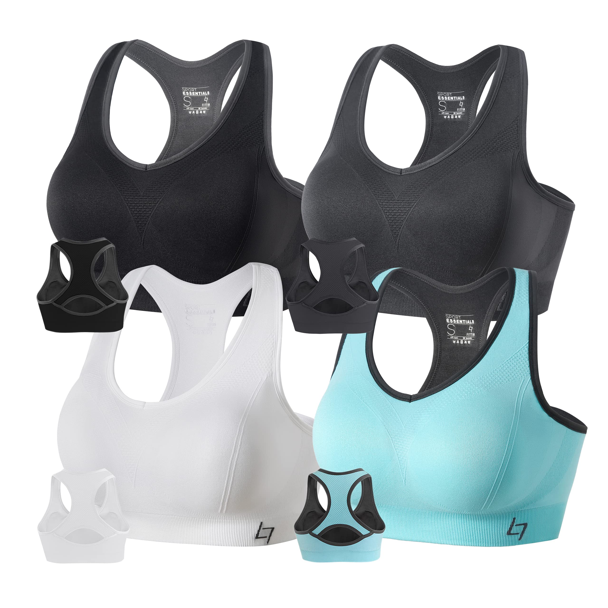 FITTIN Women's Racerback Sports Bras - Padded Seamless High Impact Support for Yoga, Gym, Workout & Fitness | Perfect for Running, HIIT & Active Lifestyles