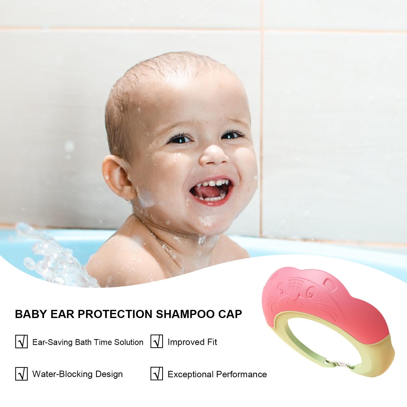 Baby Shower Cap - Soft Bath Head Protector & Hair Washing Guard for Infants & Toddlers | Waterproof Shower Hat for Safe Bath Time & Hair Care