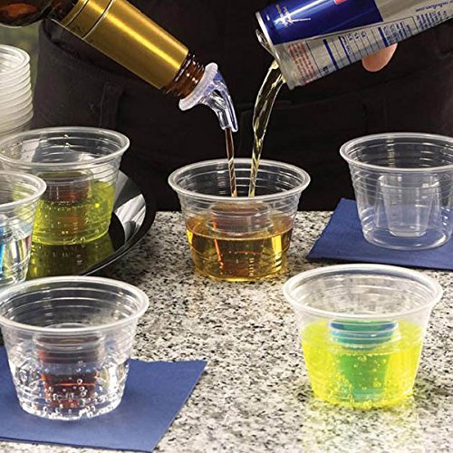 250 Clear EZ-Bombers 2-Chamber Shot Glasses for Jagerbombs, Cherry Bombs, Melon Bombs & Vegas Bombs - Perfect for Parties, Bars & Cocktail Mixing