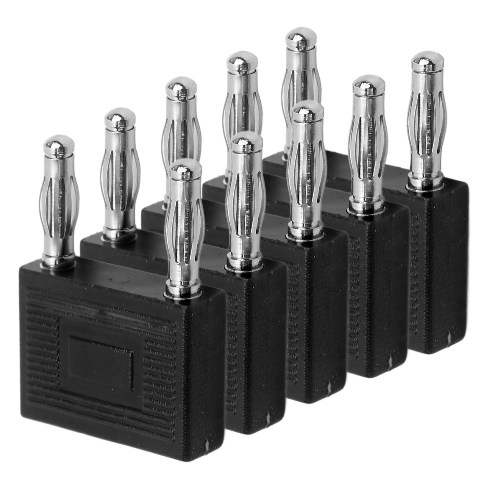 5PCS 4mm Double Row Banana Plug Speaker Connectors - Gold Plated Audio Cable Tips for Home Theater, Stereo System & Speaker Wire Connections (Black)
