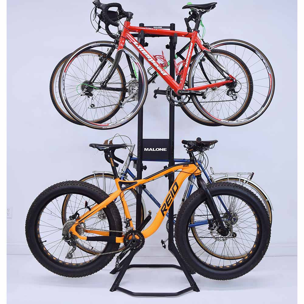 Malone GrandStand 4 Bike Free Standing Storage Rack - Heavy Duty Bike Stand for Garage, Basement & Outdoor Use - Secure Bicycle Organizer for Mountain, Road & Kids Bikes