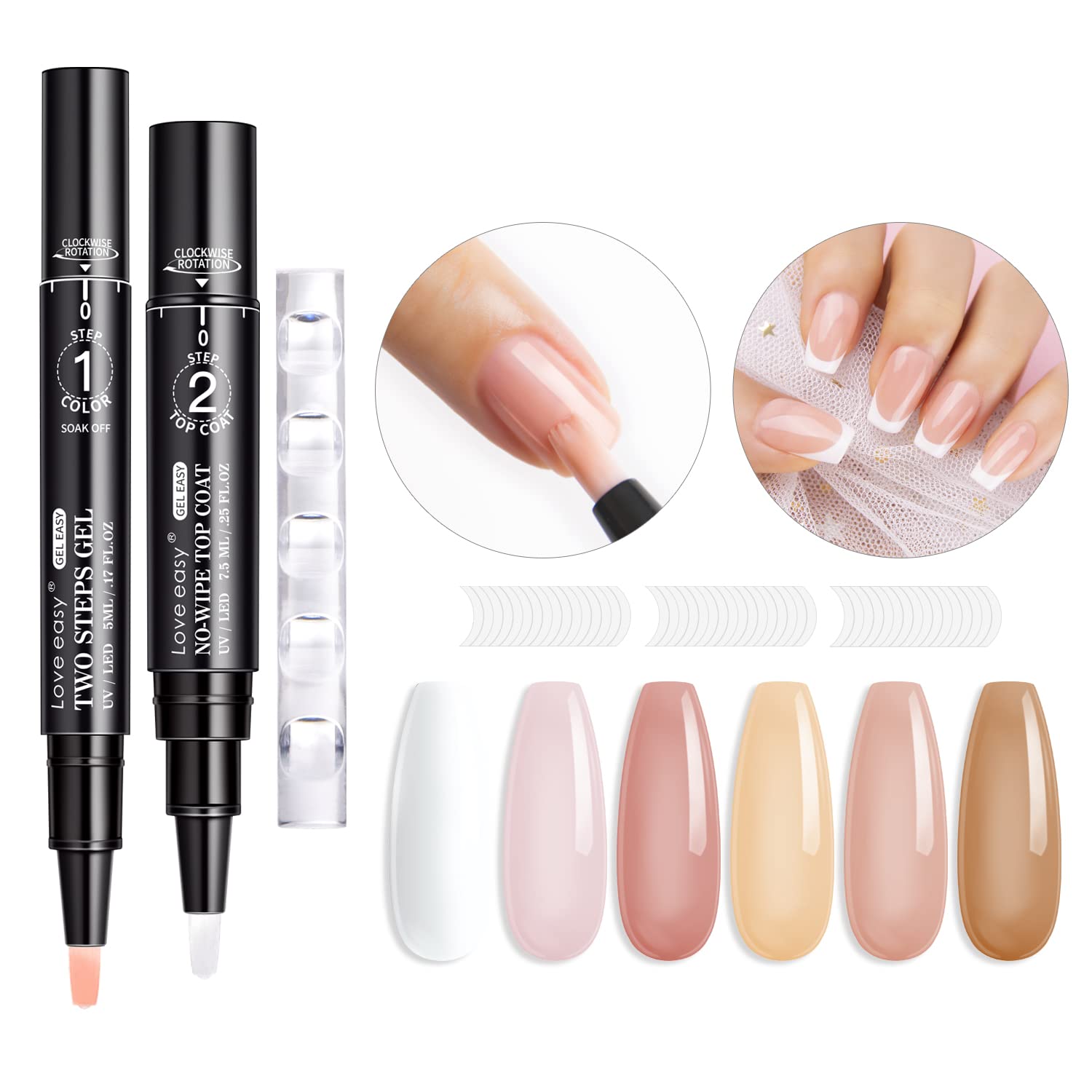 UV LED Gel Nail Polish Pen Set - 6 Nude Colors, Long Lasting & Chip Resistant for Salon-Quality Manicures at Home | Perfect for DIY Nails, Gifts & Professional Use