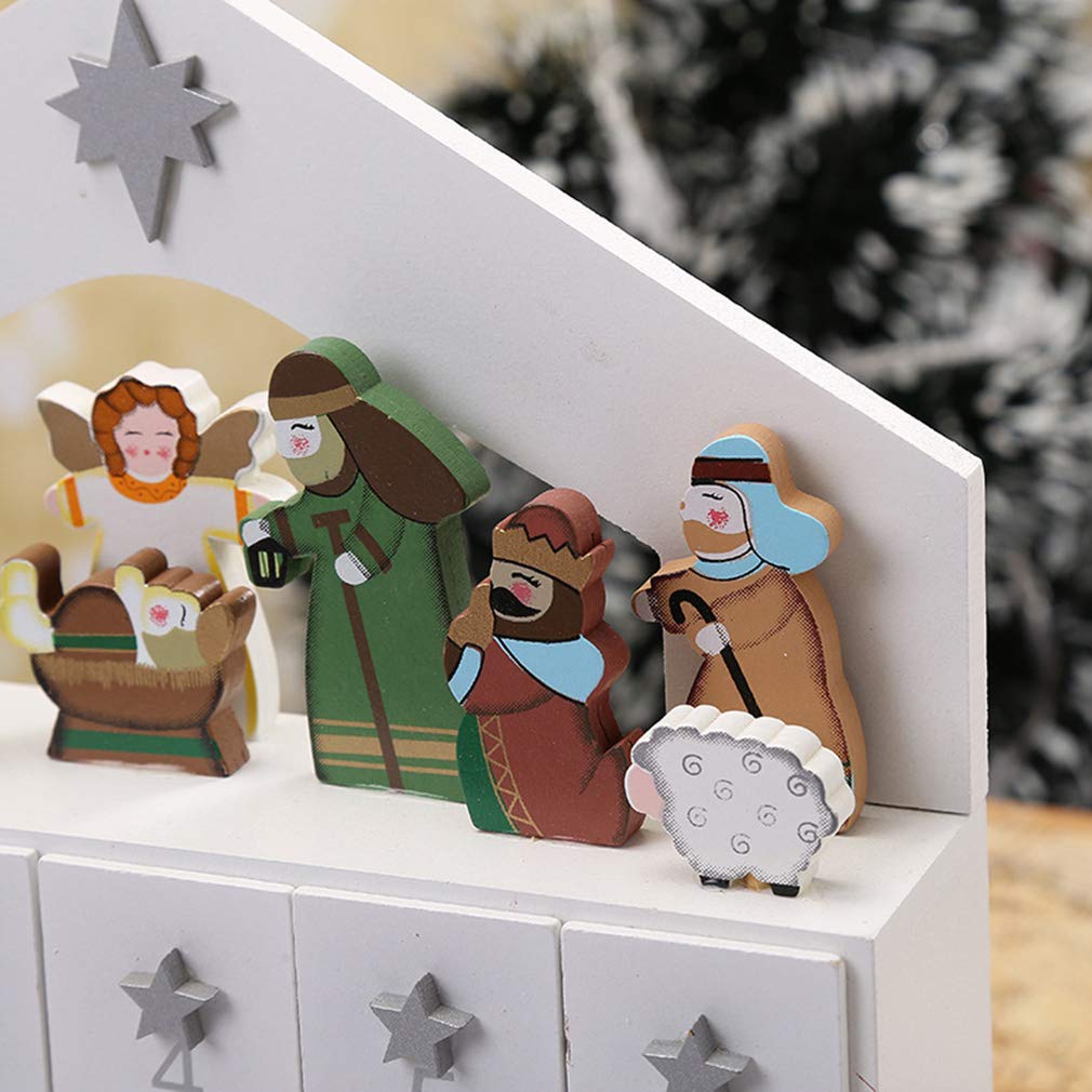 24-Day Wooden Christmas Advent Calendar with Drawers - Holiday Countdown Calendar for Kids, Xmas Decoration & Candy Storage Box - Perfect for Home, Office & Classroom Holiday Decorations