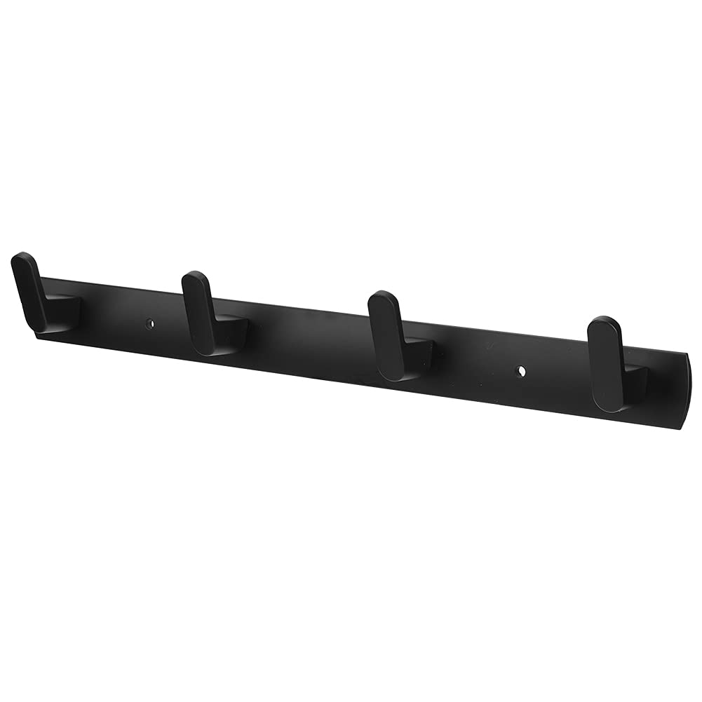 Space Saving Hanging Hook Rack - Heavy Duty 35cm Wall Mount Organizer (4 Hooks, Black) for Bathroom, Bedroom & Toilet - Easy Installation & Large Bearing Capacity | Perfect for Towels, Robes & Home Organization