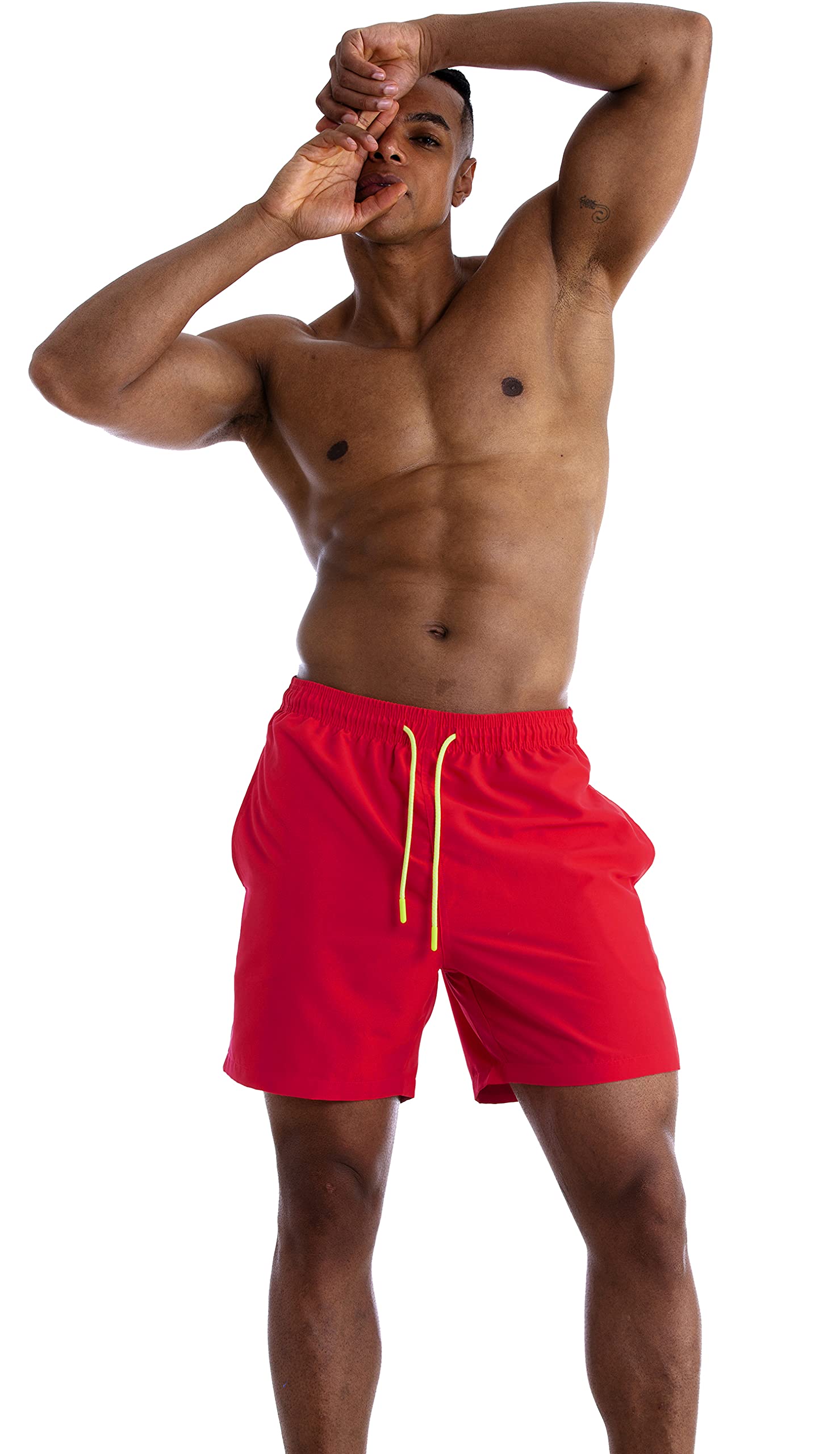 **Men's Quick-Dry Swim Trunks with Pockets - UPF 50+ Sports Swimwear for Beach, Pool & Water Activities**