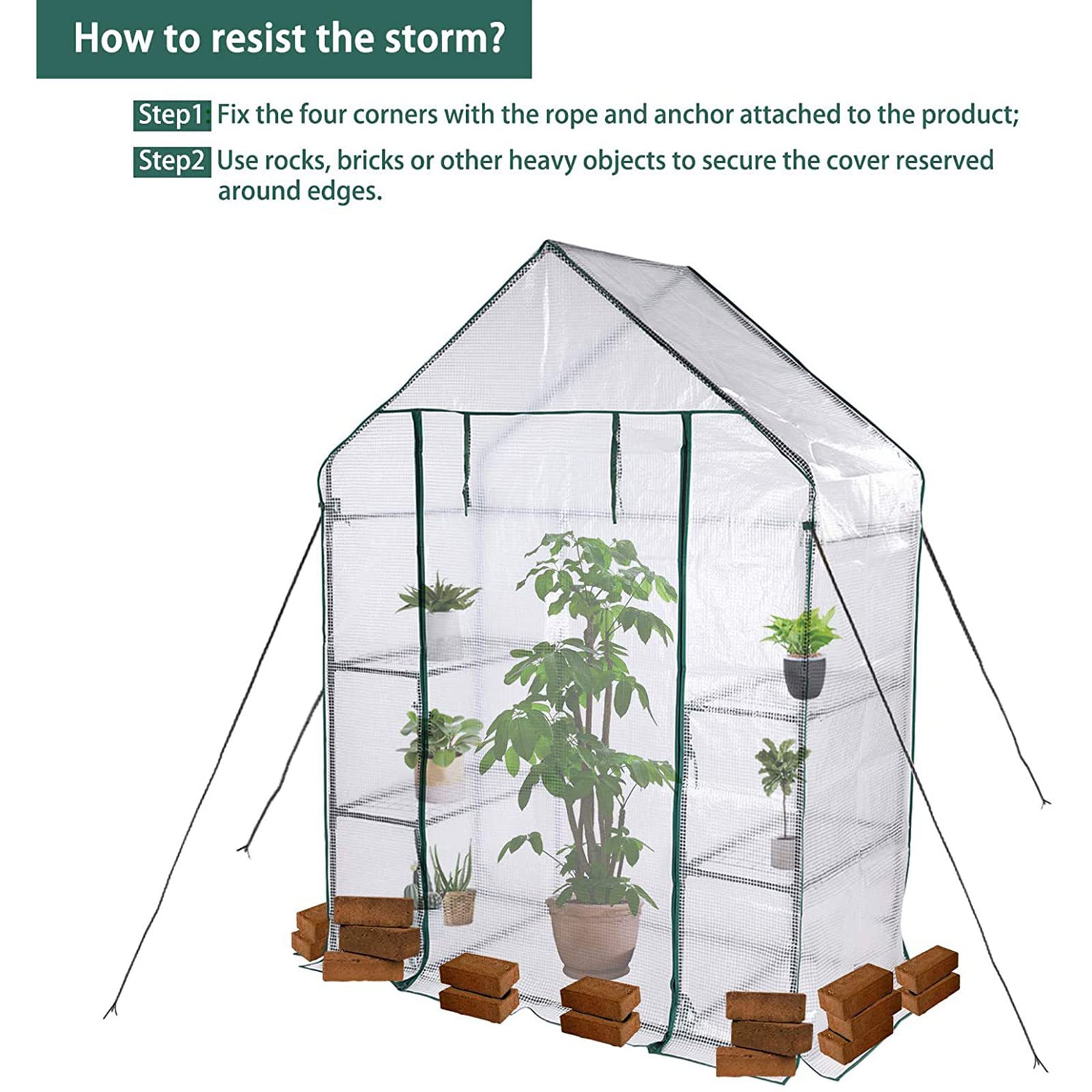 Mini Greenhouse for Outdoors - Portable Walk-in Greenhouse with Ground Pegs & Ropes | Backyard Gardening, Seed Starting, Plant Protection