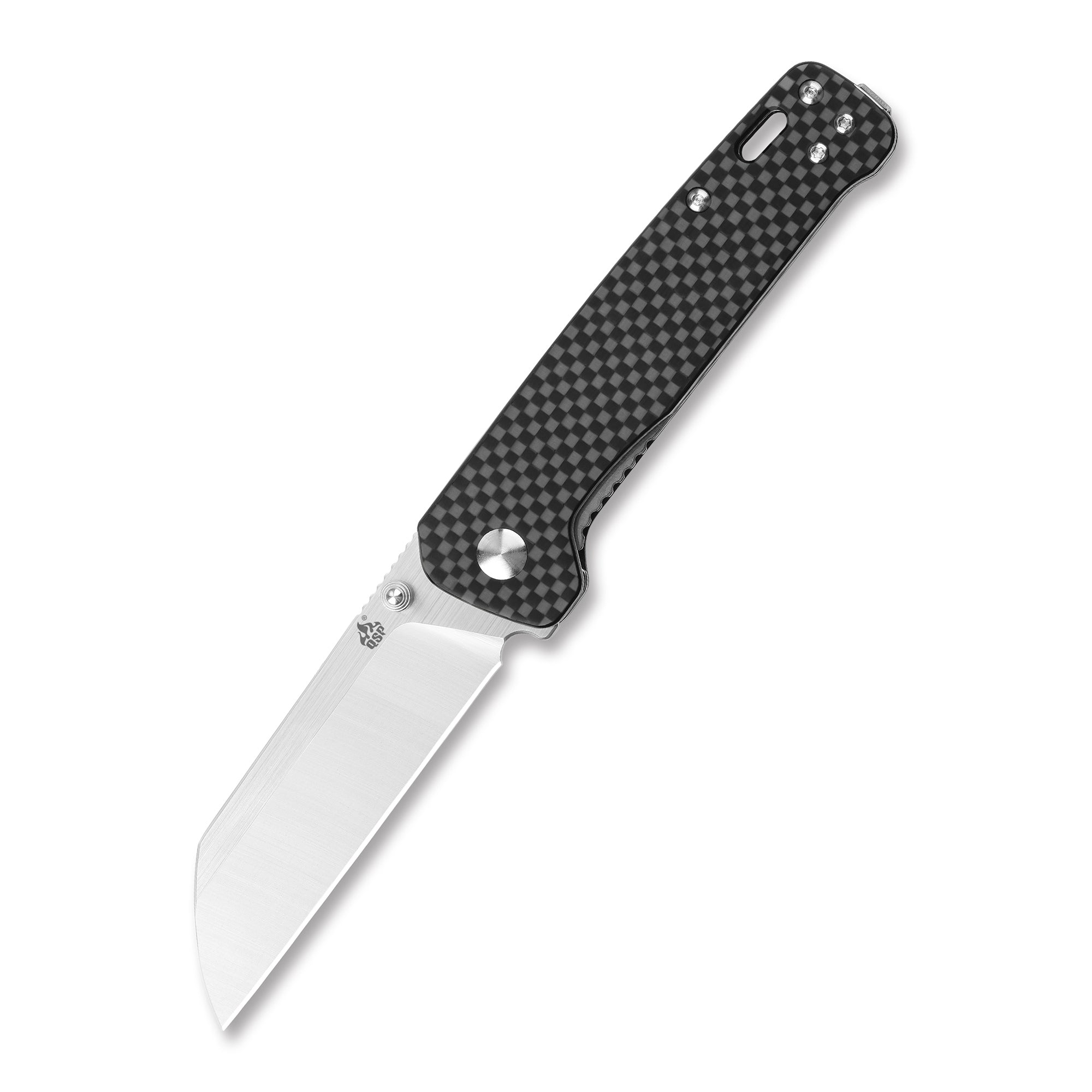 QSP Penguin Liner Lock Pocket Knife - D2 Steel Blade with Carbon Fiber & G10 Handle - EDC, Camping, Hiking, Survival Tool